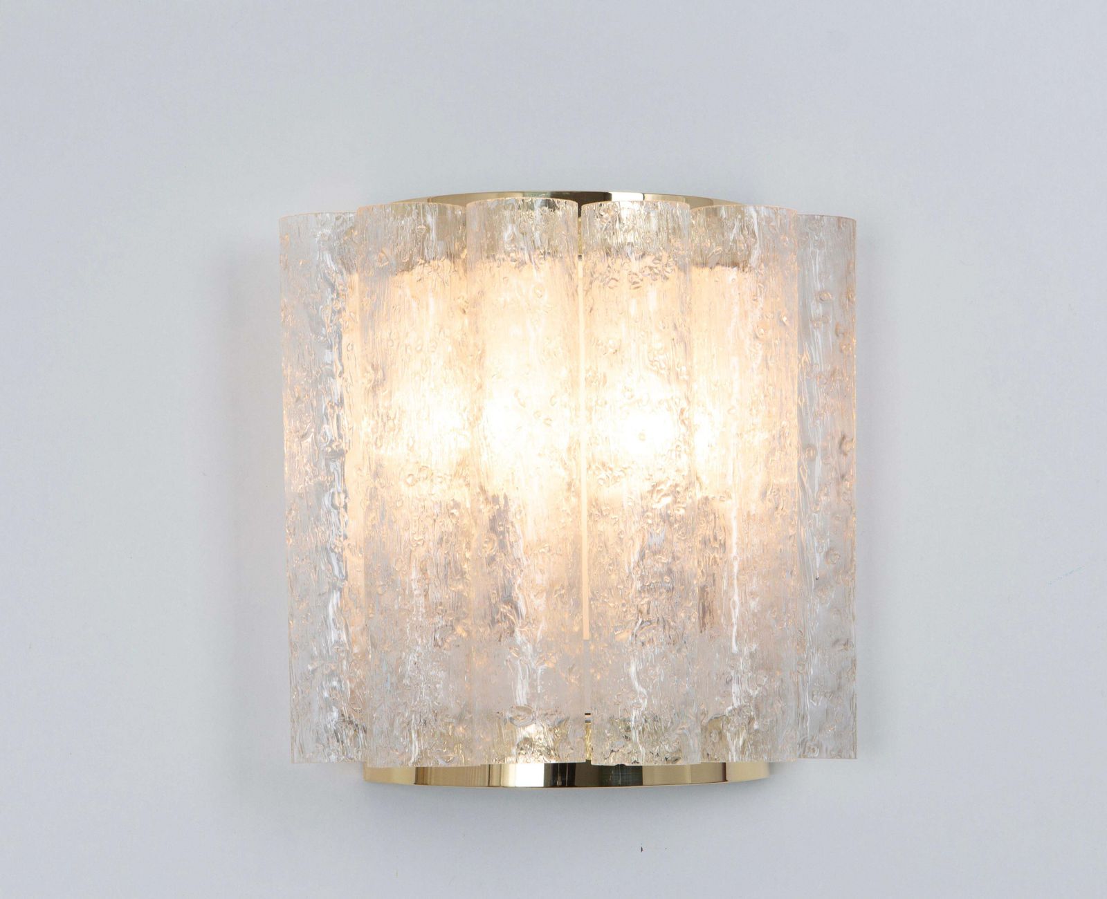 Pair Of Brass Ice Glass Wall Sconces By Doria, Germany, 1960s photo buy