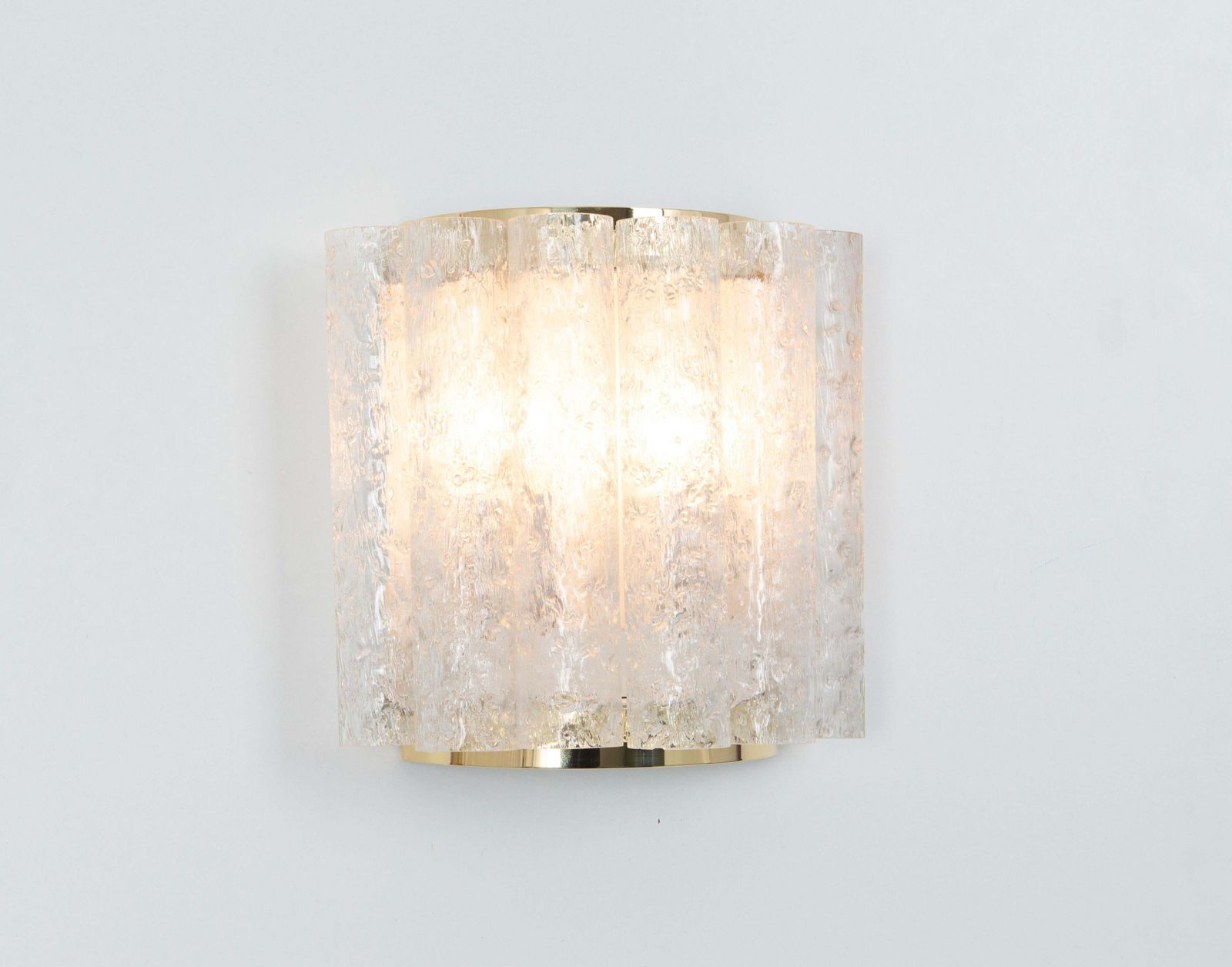 photo furniture Pair Of Brass Ice Glass Wall Sconces By Doria, Germany, 1960s