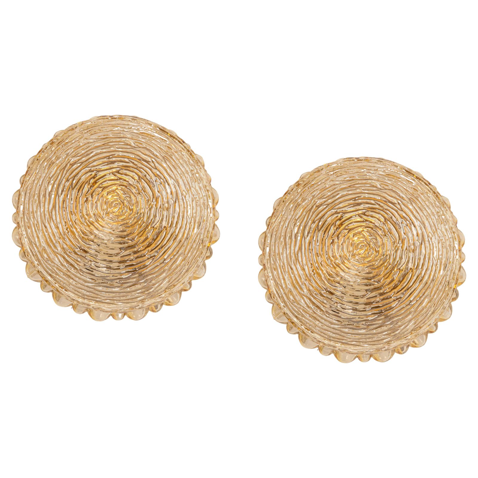 1 Of 3 Pair Of Amber Glass Sconces In Thumbprint Shape, Germany, 1970s