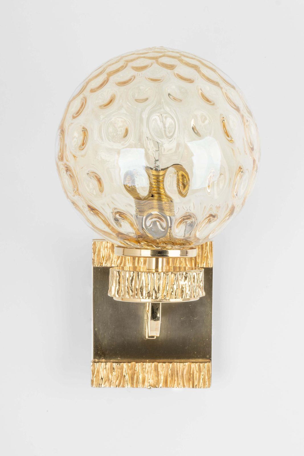 1 Of 3 Sets Of Glass And Brass Sconces Palwa Style, Germany, 1970s photo furniture
