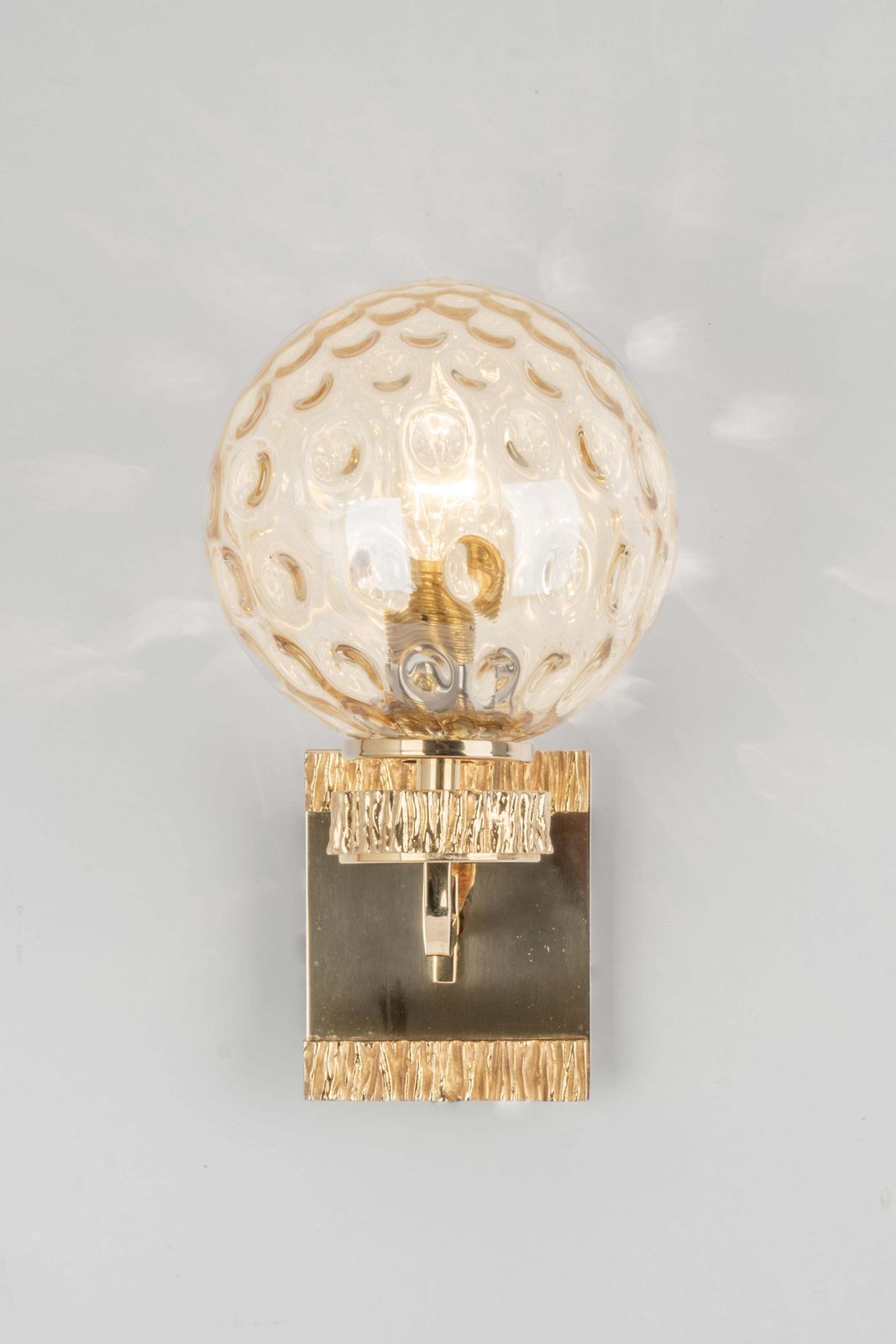 1 Of 3 Sets Of Glass And Brass Sconces Palwa Style, Germany, 1970s photo vinterior