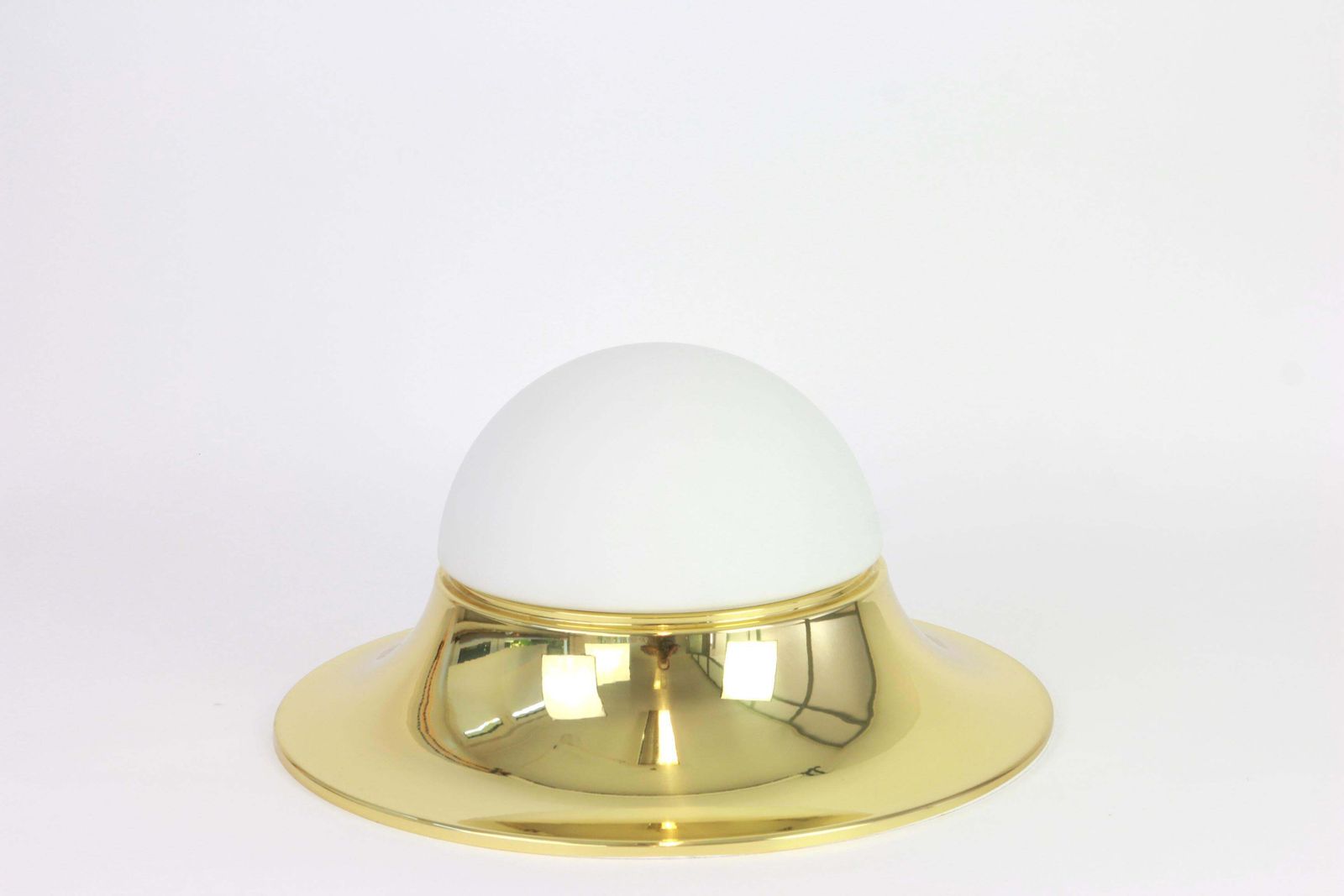 1 Of 5 Large Ufo Brass Glass Flush Mounts, Limburg, Germany, 1970s photo furniture