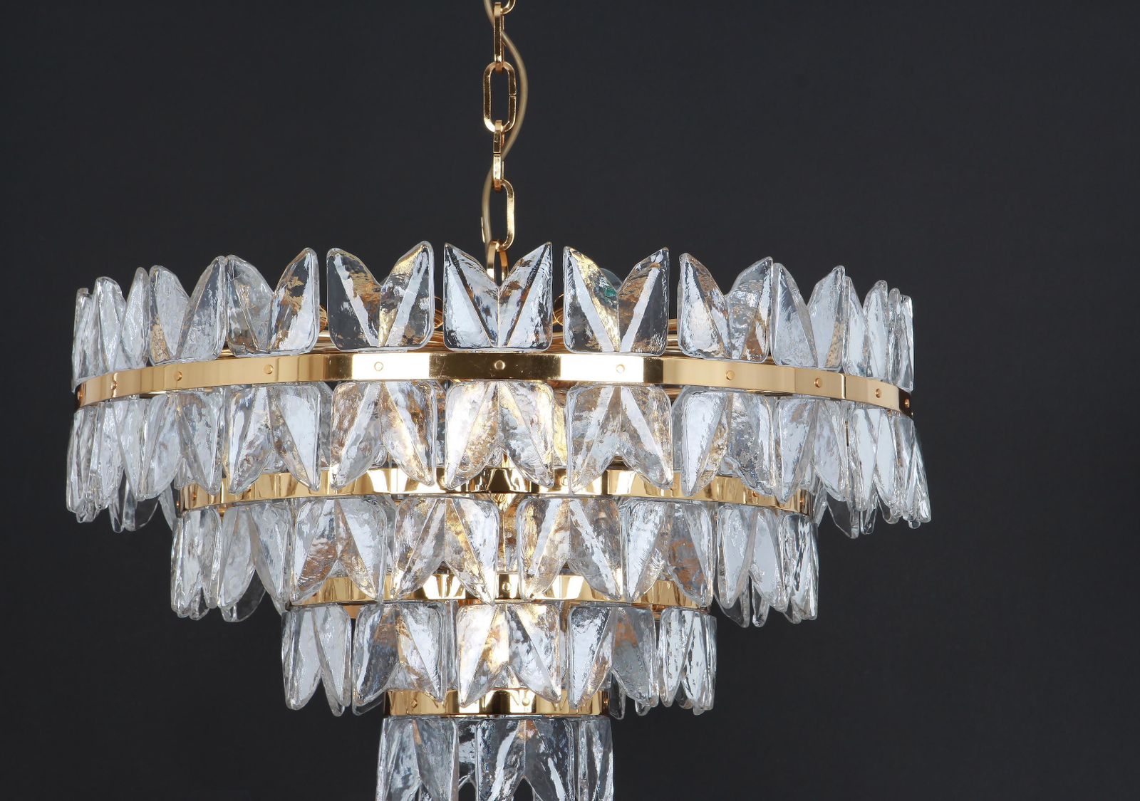 Huge Kalmar Chandelier 'Corina', Gilt Brass Glass, Austria, 1970 photo for sale