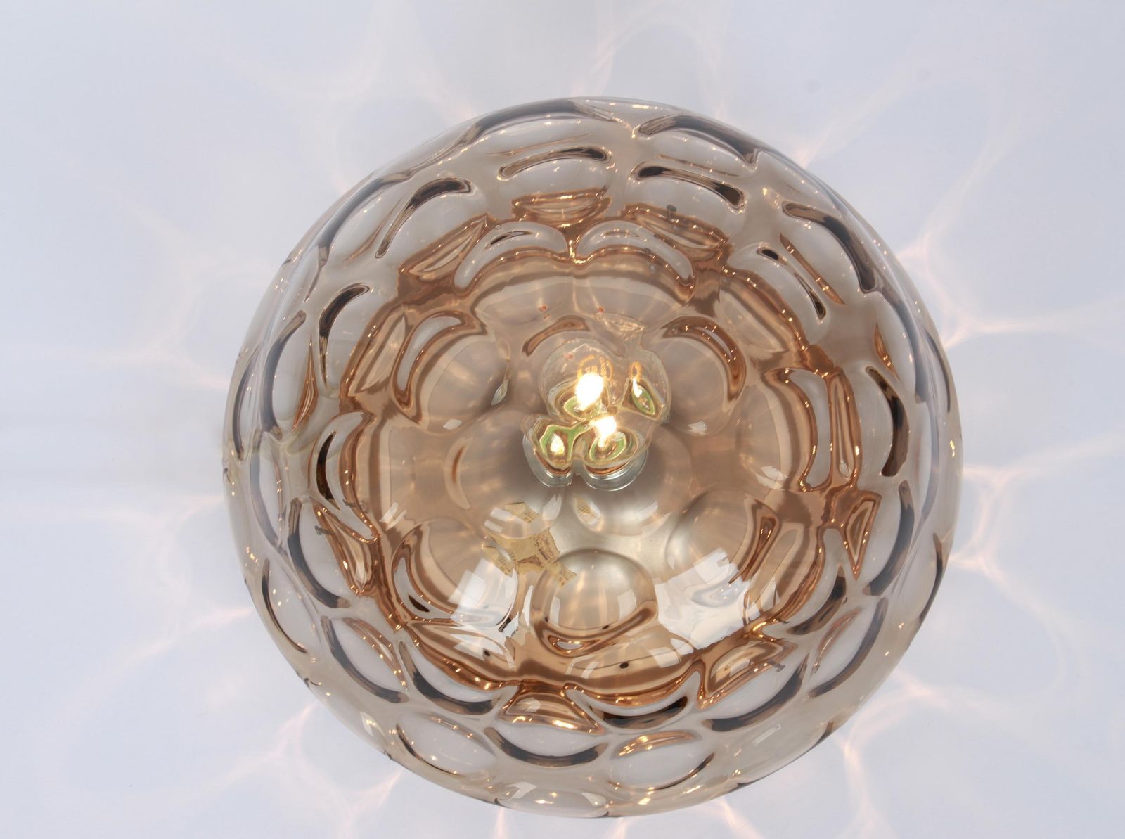 photo vintage 1 Of 2 Midcentury Flushmount / Wall Light Smoked Glass, Sputnik, Germany