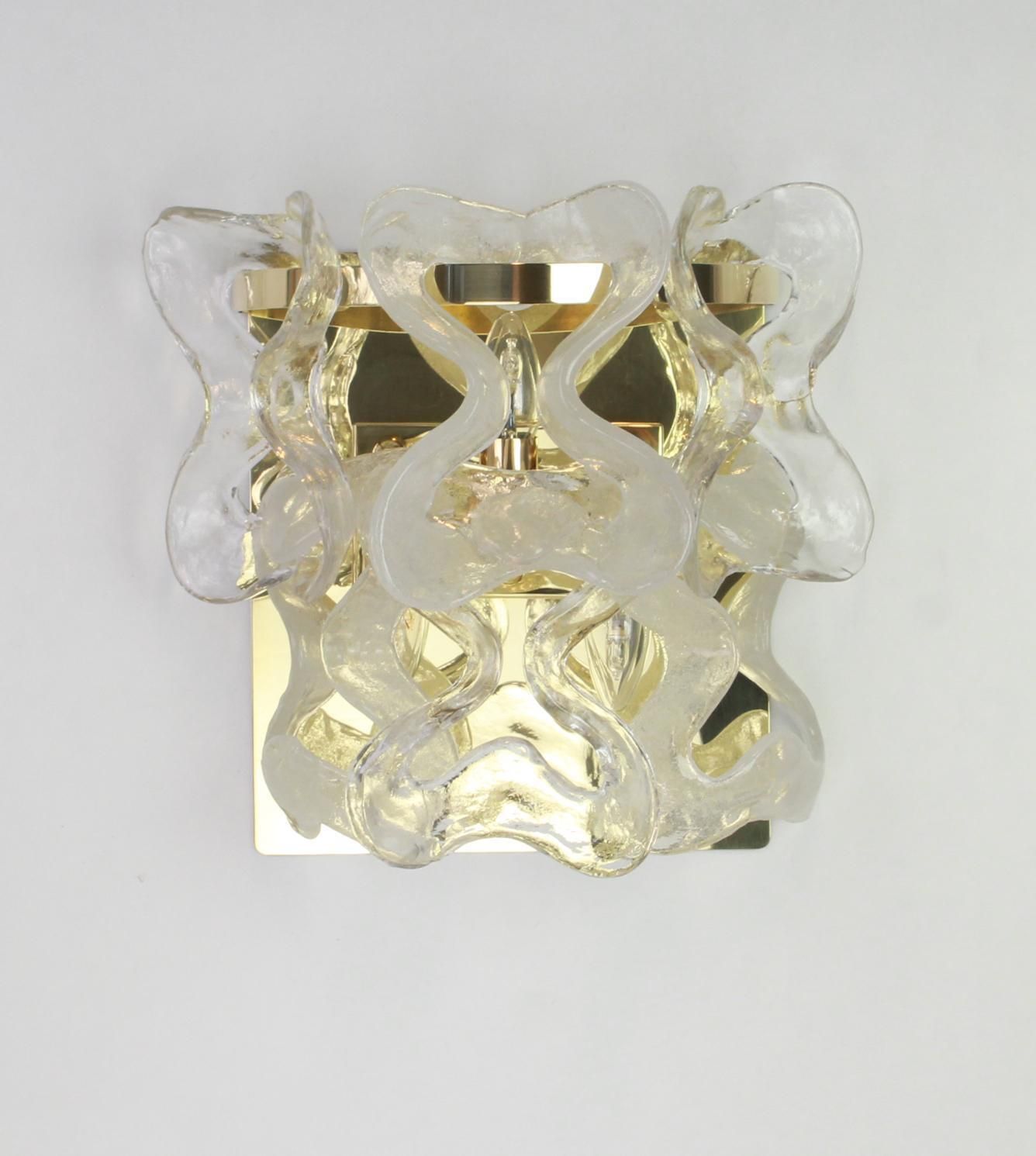 1 Of 2 Large Murano Glass Wall Sconce By Kalmar Mod. Catena, Austria, 1960s photo for sale