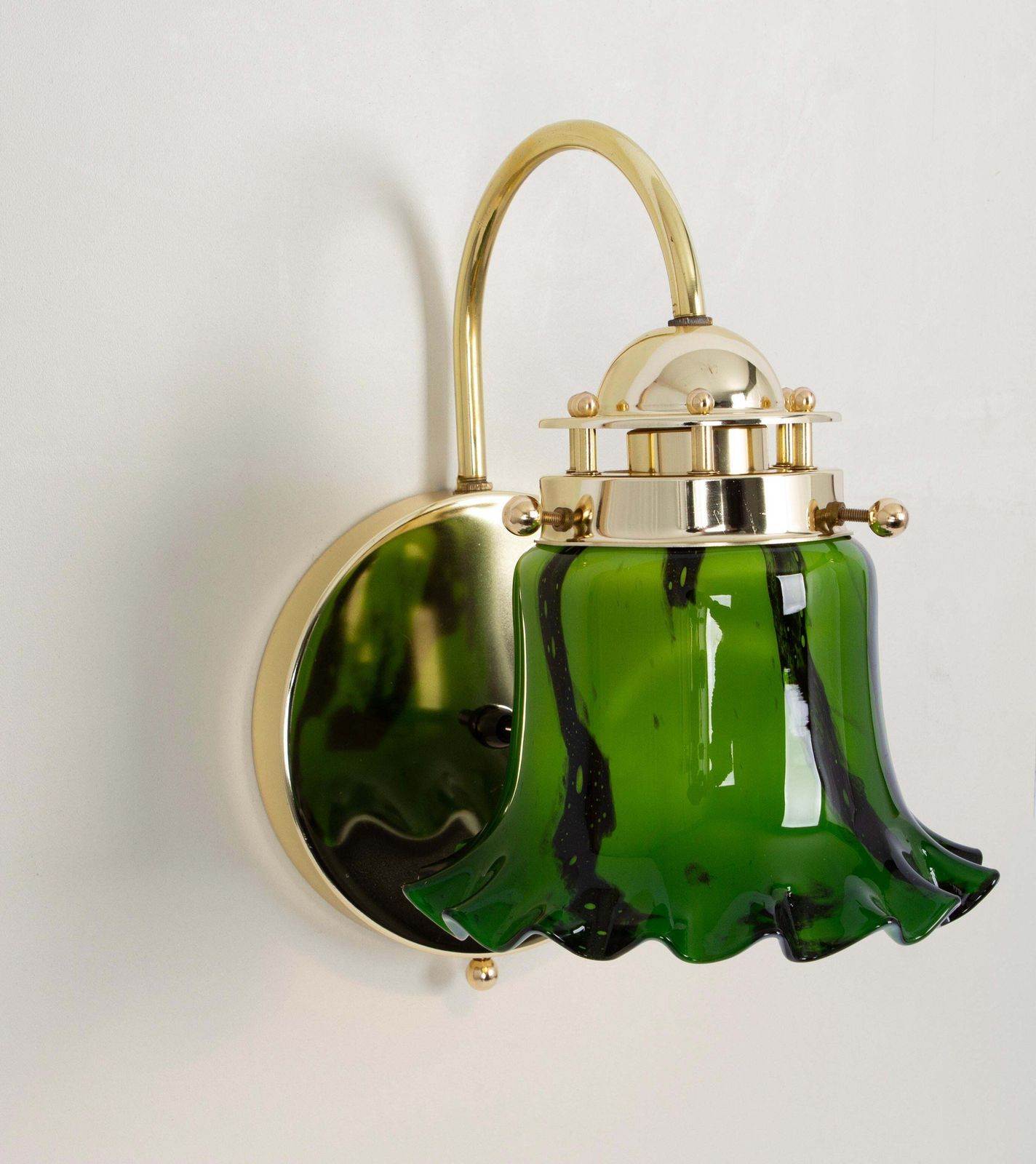 Pair Of Green Opal Glass Wall Sconces By Peill & Putzler, Germany photo furniture