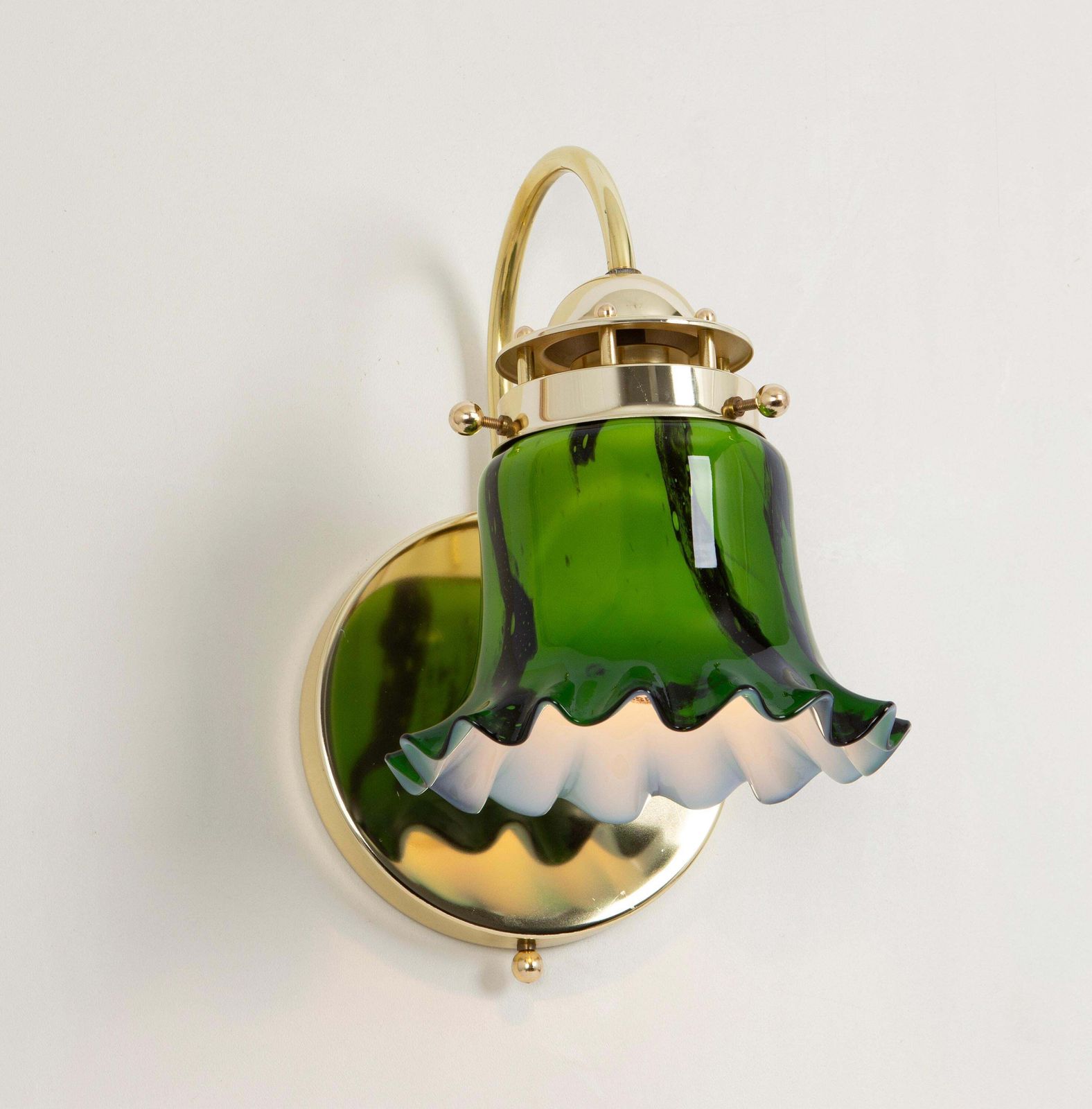 Pair Of Green Opal Glass Wall Sconces By Peill & Putzler, Germany photo Lighting