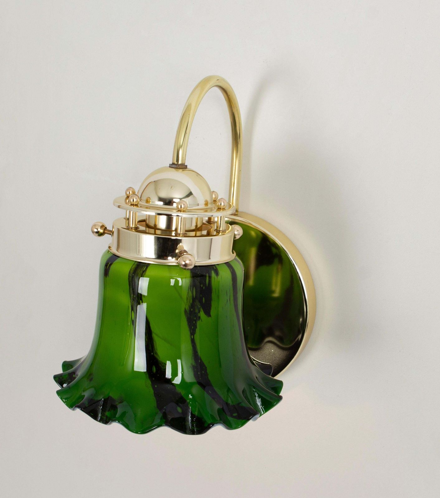 Pair Of Green Opal Glass Wall Sconces By Peill & Putzler, Germany photo 1032.0