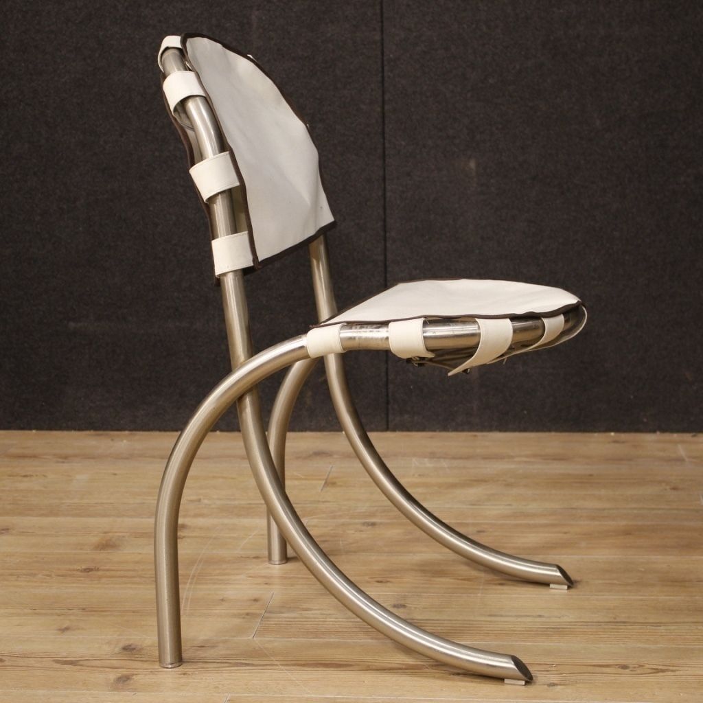 Furniture 4 Italian Chairs In Steel And Fabric By Bazzani Design photo