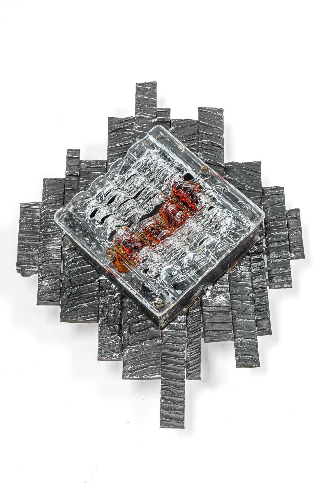 Pair Of Albano Poli Brutalist Style Murano Glass Sconces By Poliarte, 1970s photo Lighting