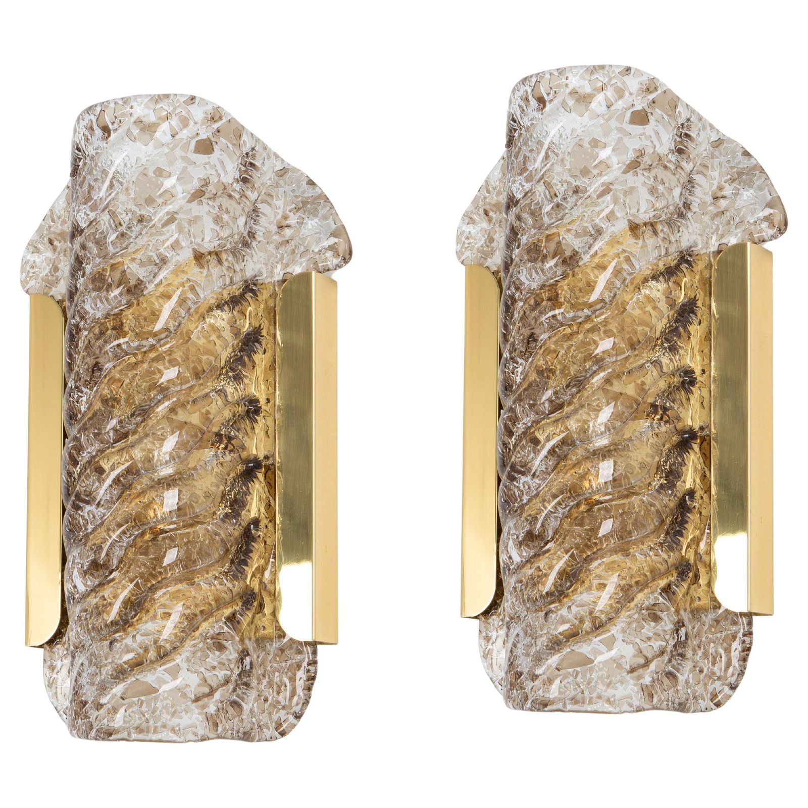 1 Of 4 Pairs Of Dark Toned Murano Glass Wall Sconces By Kaiser, Germany, 1970s