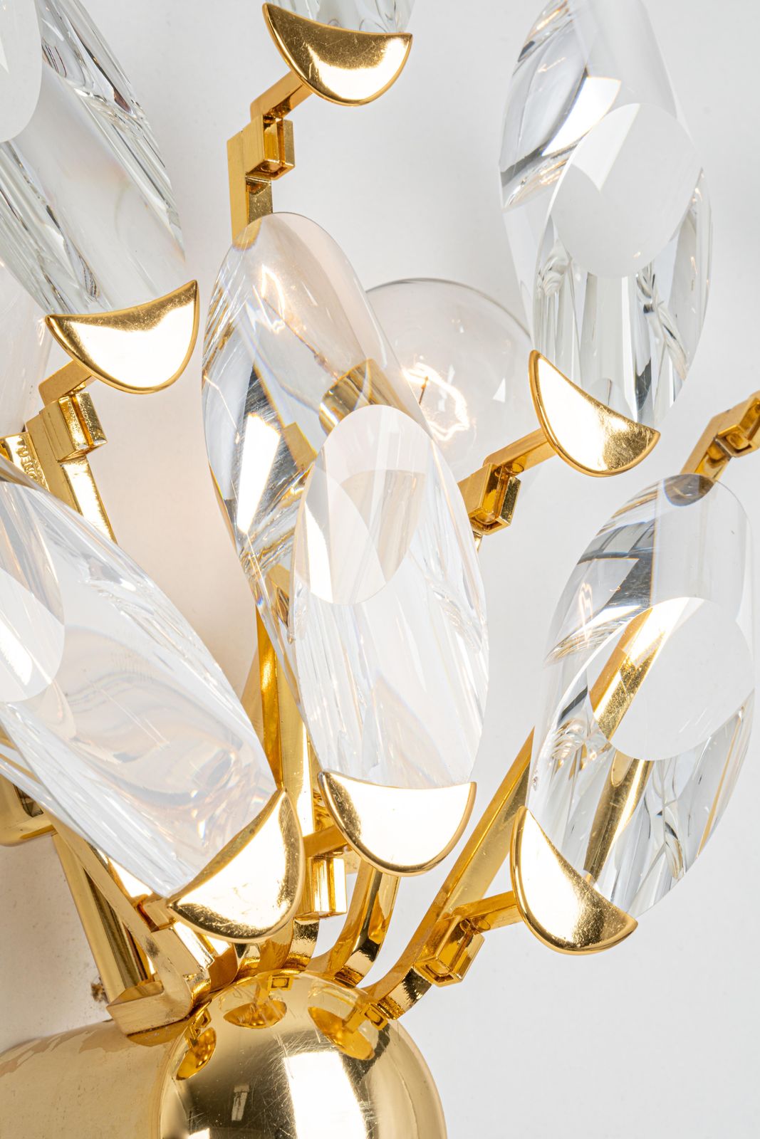 Pair Of Italian Wall Lights By Stilkronen, Gilt Brass Crystal Glass, 1970s photo 1204.0
