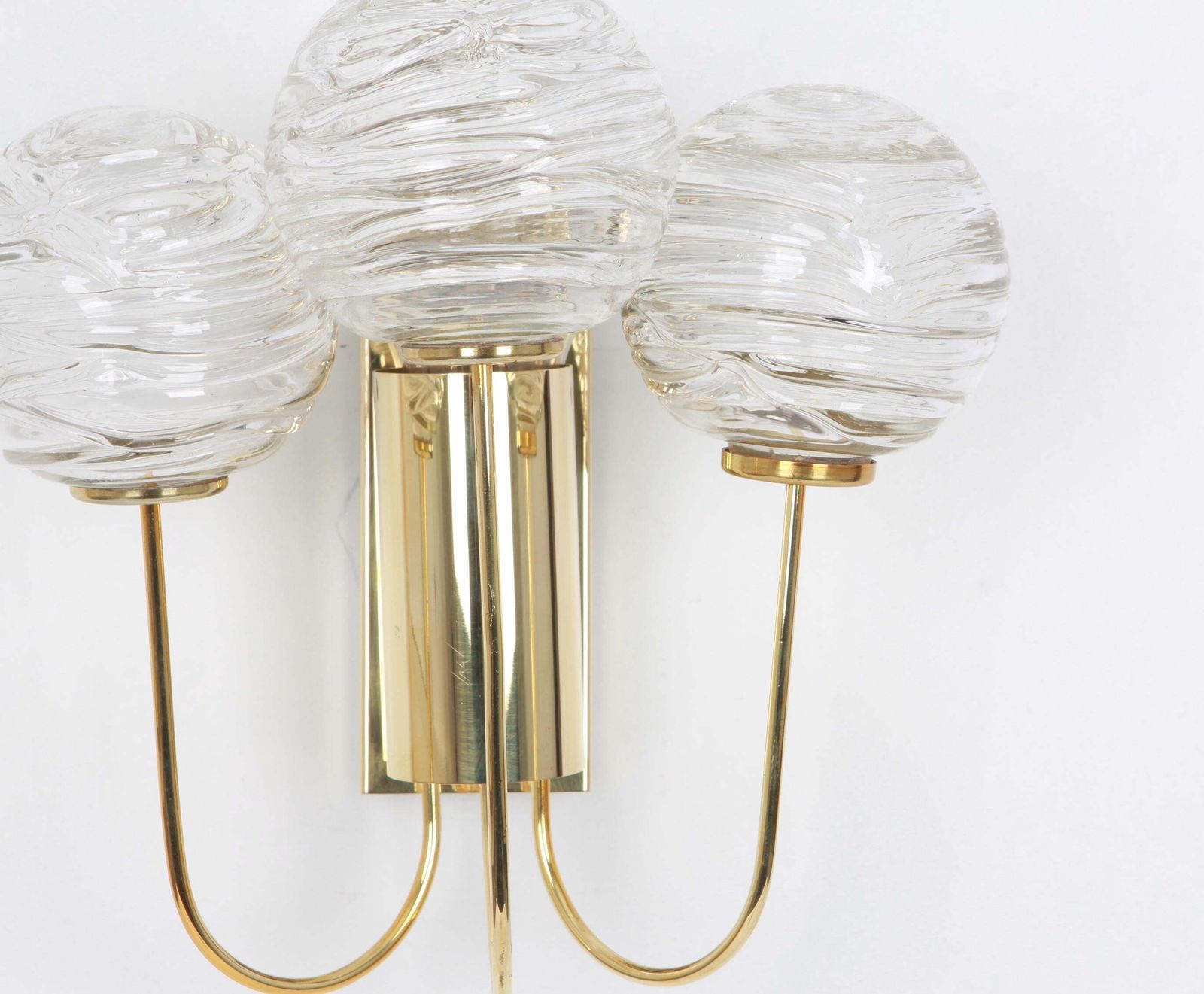 Pair Of Rare Sputnik Brass And Murano Glass Wall Sconces By Doria, Germany, 1960 photo Lighting