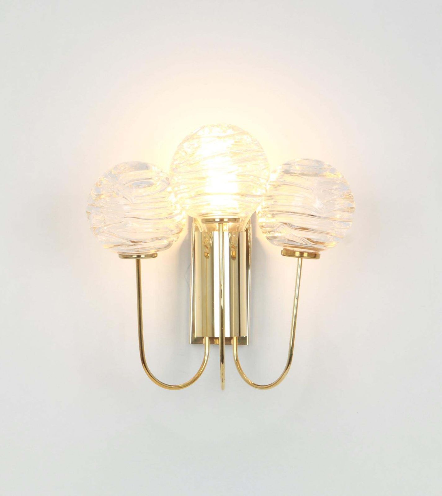 Pair Of Rare Sputnik Brass And Murano Glass Wall Sconces By Doria, Germany, 1960 photo 1161.0