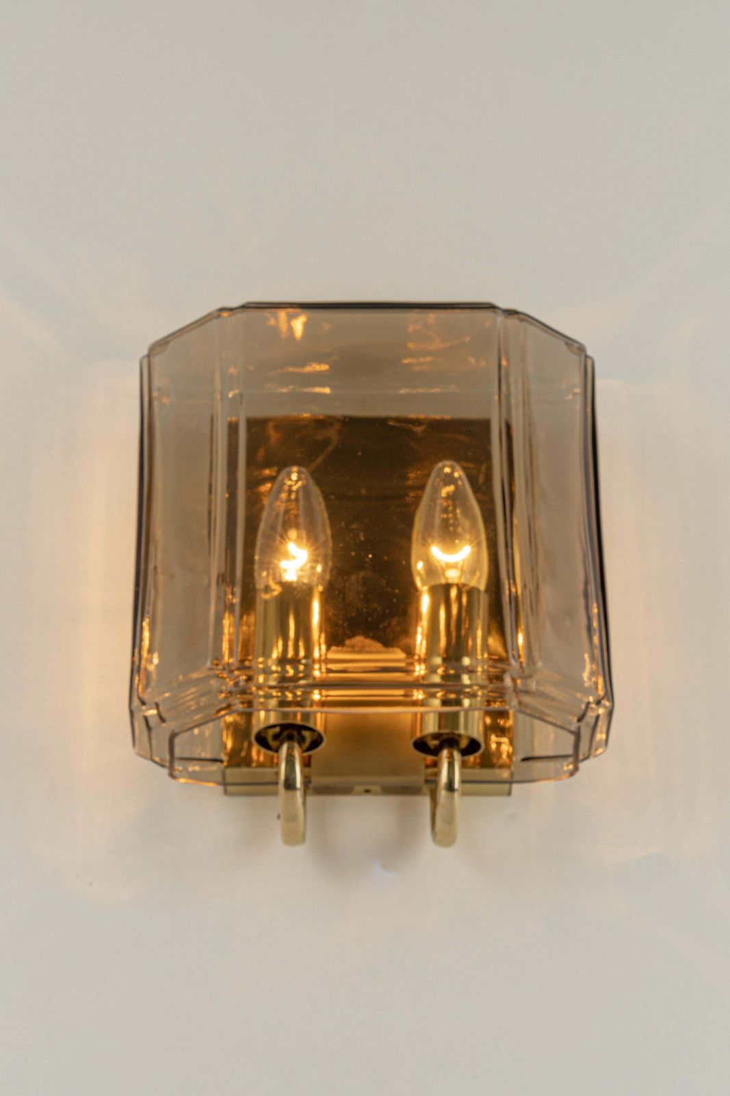 Pair Of Large Smoked Glass Sconce By Limburg, Germany photo buy