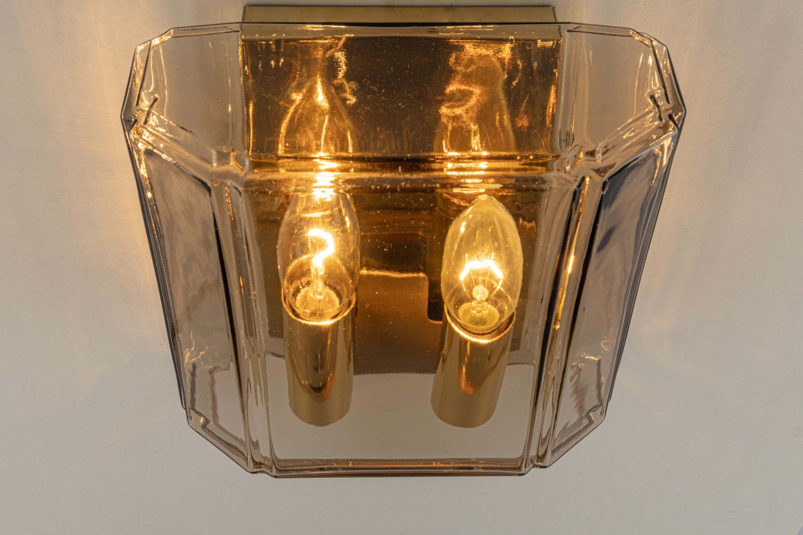 photo furniture Pair Of Large Smoked Glass Sconce By Limburg, Germany