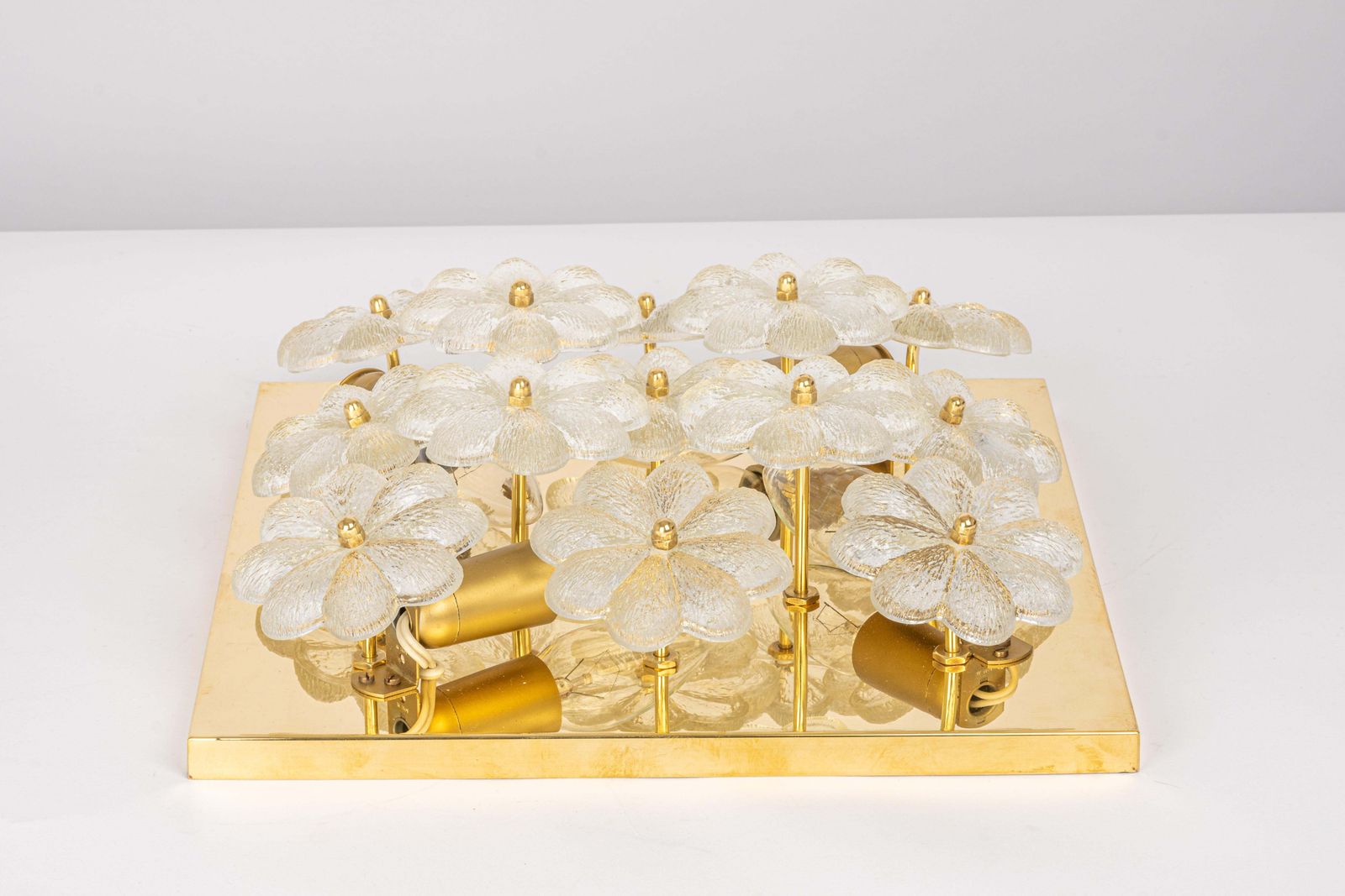 1 Of 2 Stunning Petite Glass Flower Wall /Flush Mount Light E. Palme, Germany photo for sale