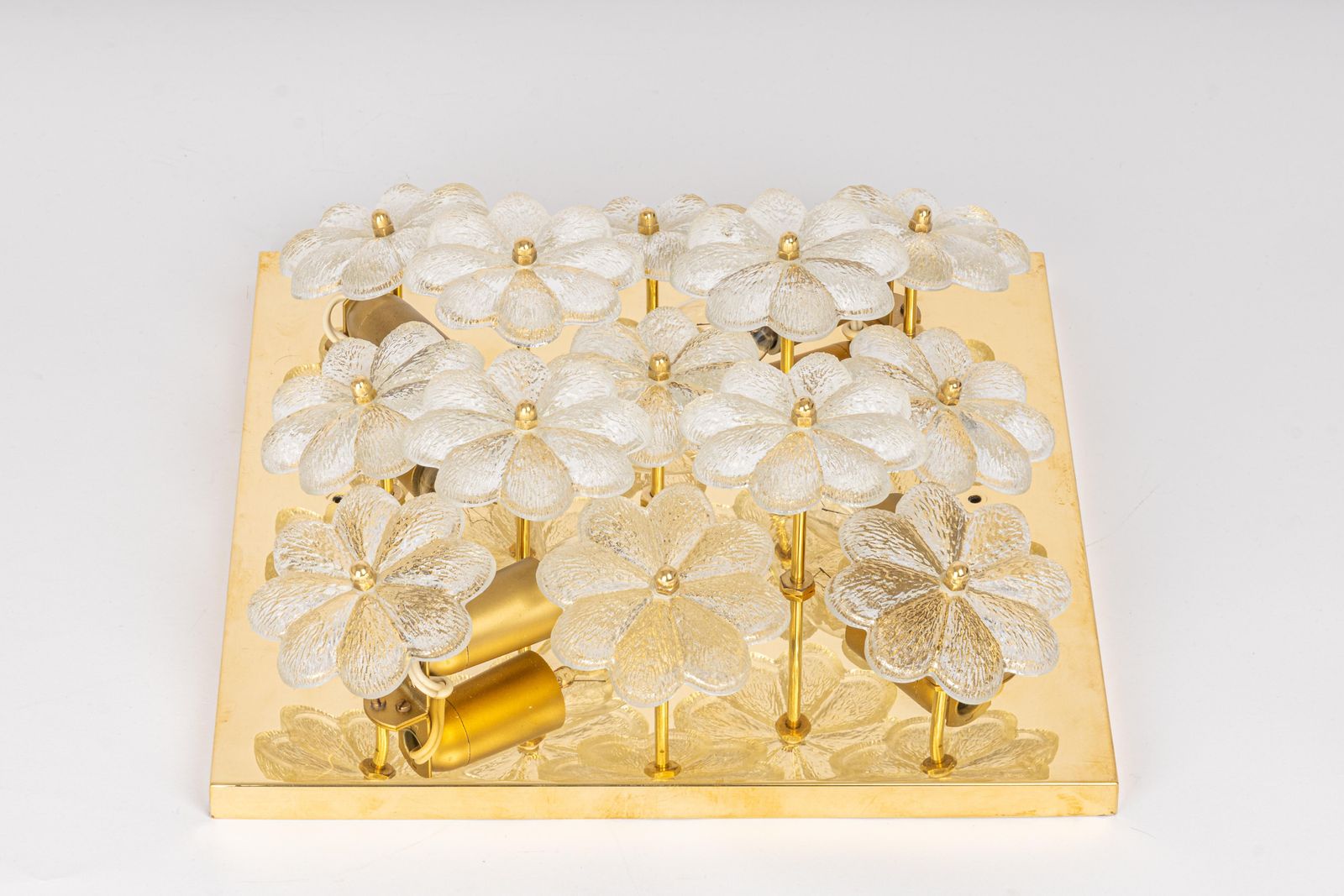 1 Of 2 Stunning Petite Glass Flower Wall /Flush Mount Light E. Palme, Germany photo Lighting