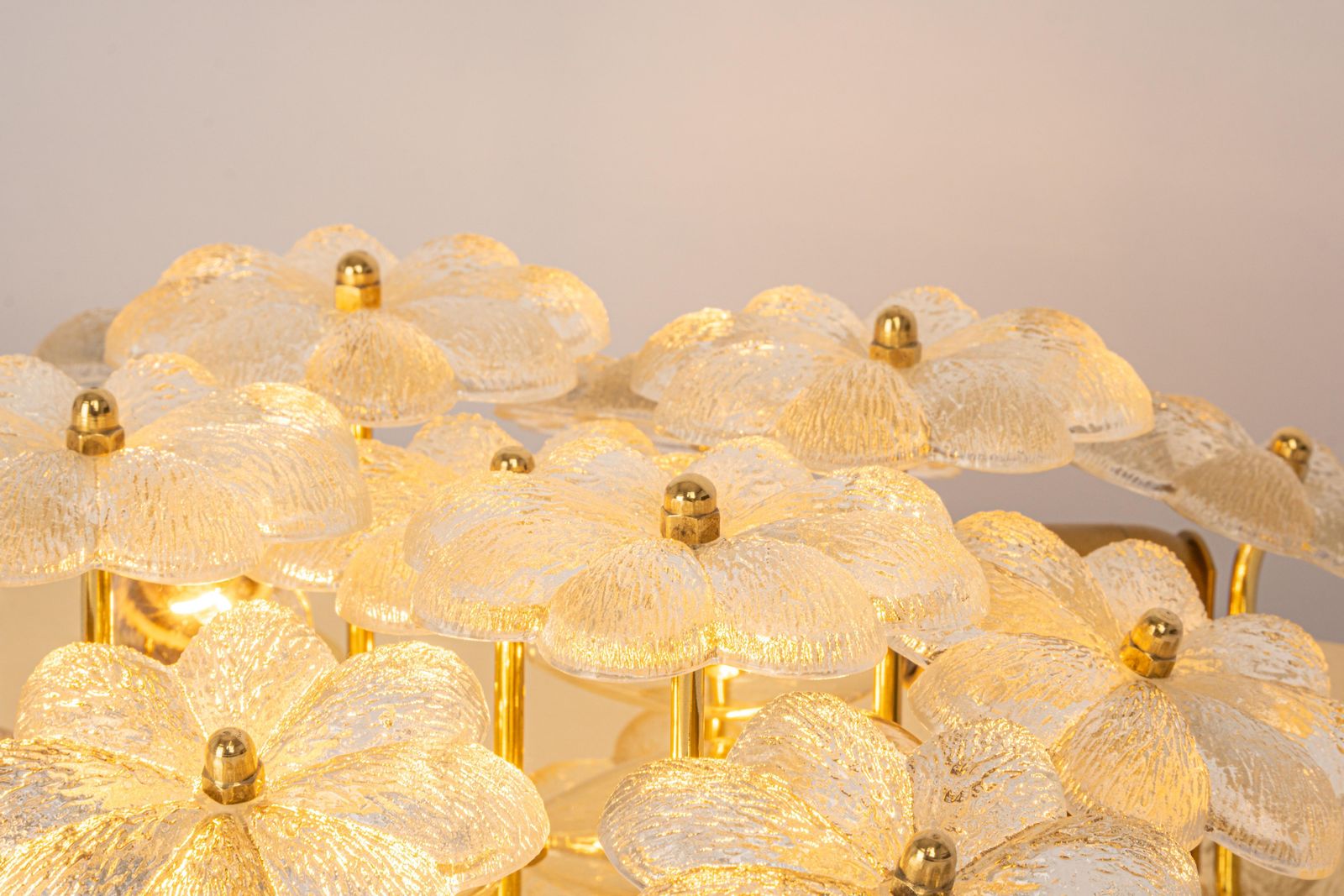 1418.0 1 Of 2 Stunning Petite Glass Flower Wall /Flush Mount Light E. Palme, Germany photo