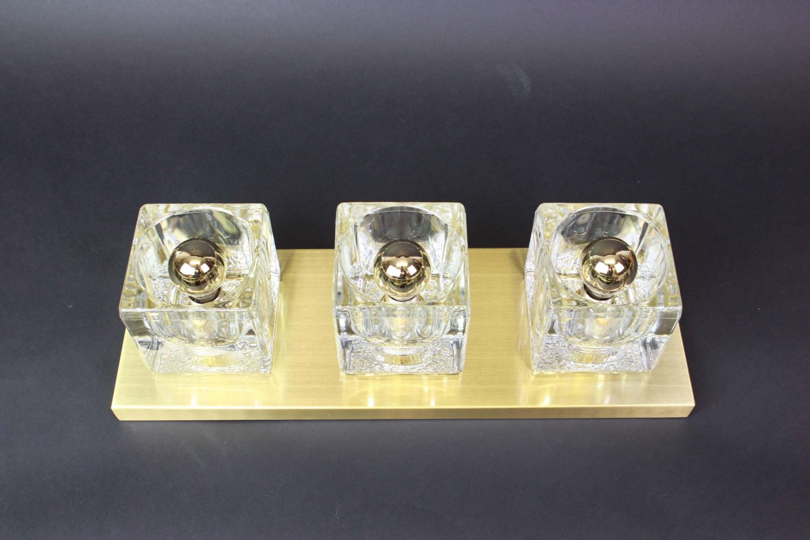 Pair Of Exclusive Crystal Glass Brass Wall Sconces By Peill & Putzler, Germany photo vinterior