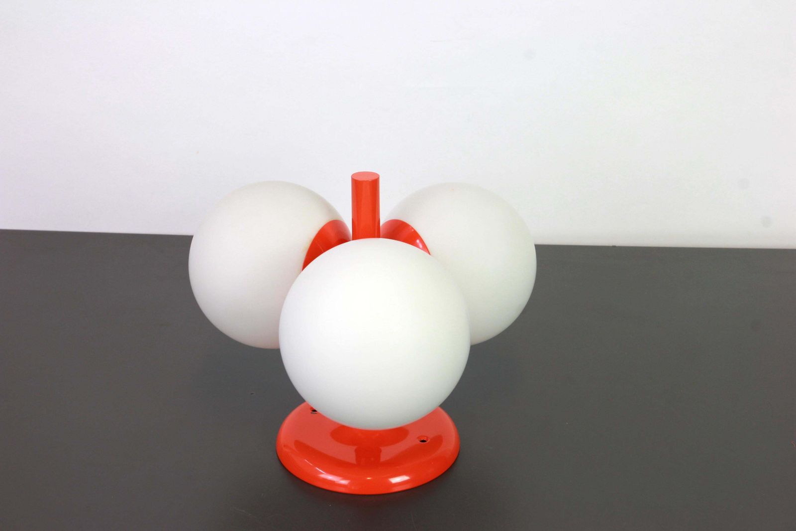 1 Of 2 Petite Midcentury Flush Mount In Orange By Kaiser, Germany, 1960s photo furniture