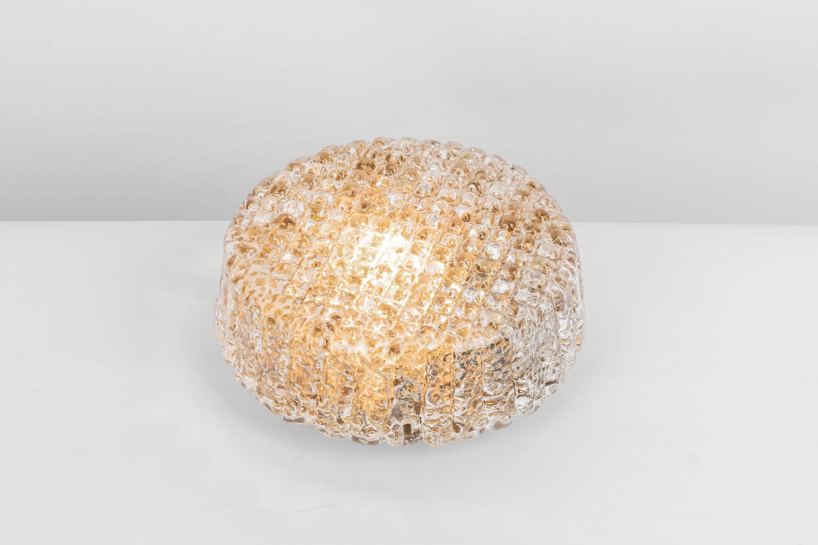 1 'Of 2' Petite Murano Amber Flushmount Wall Light By Hillebrand, Germany, 1970s photo Lighting