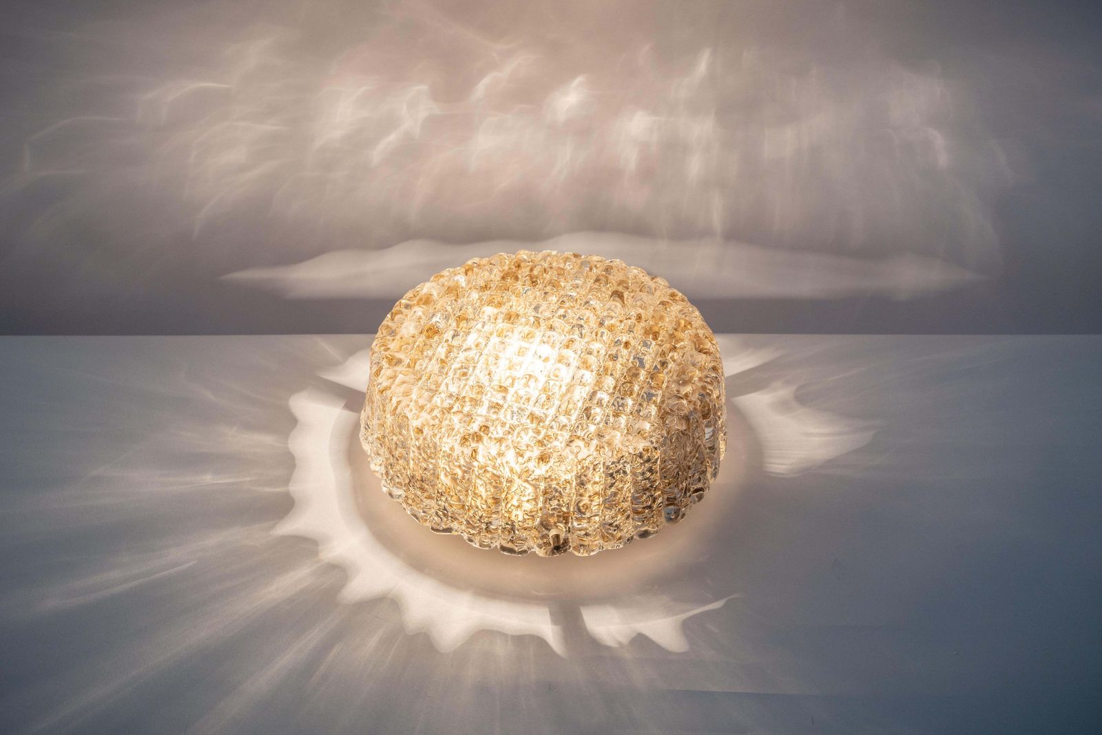 1 'Of 2' Petite Murano Amber Flushmount Wall Light By Hillebrand, Germany, 1970s photo vintage