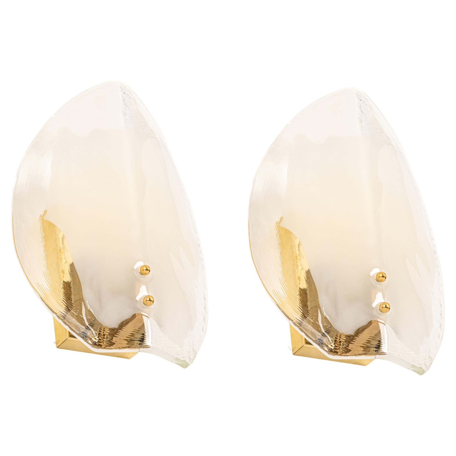 photo for sale 1 Of 2 Pairs Of Kalmar Brass & Murano Glass Sconces Wall Lights, Austria, 1970s