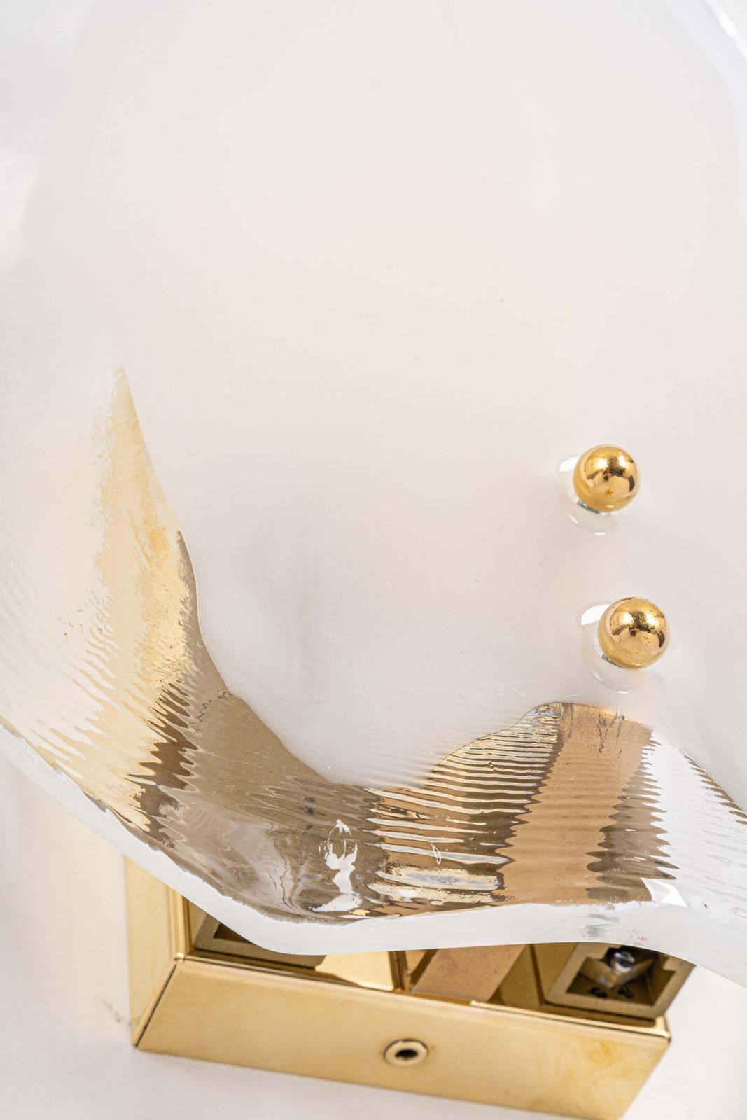 Lighting 1 Of 2 Pairs Of Kalmar Brass & Murano Glass Sconces Wall Lights, Austria, 1970s photo