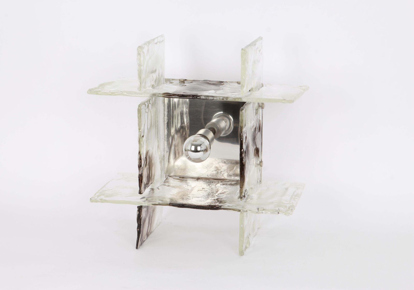 1 Of 3 Large Glass Wall Lights Designed By Carlo Nason For Kalmar, 1960s photo vinterior