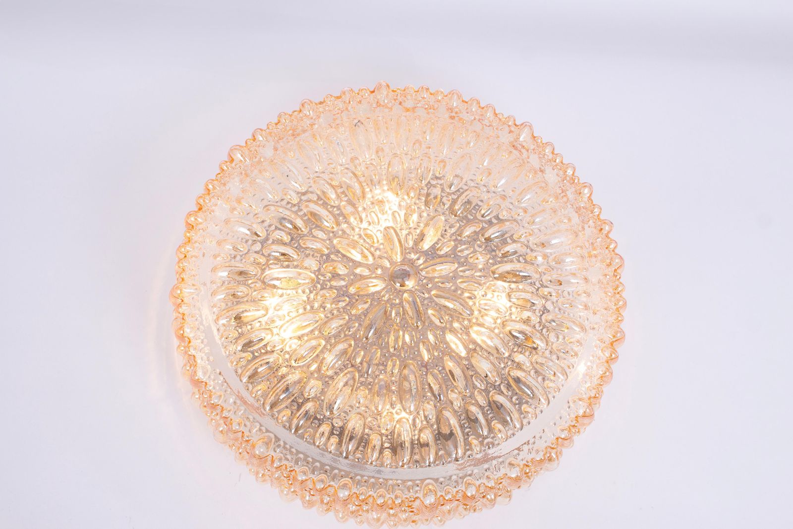 1 Of 6 Large Round Textured Glass Flushmount By Limburg, Germany, 1970s photo furniture