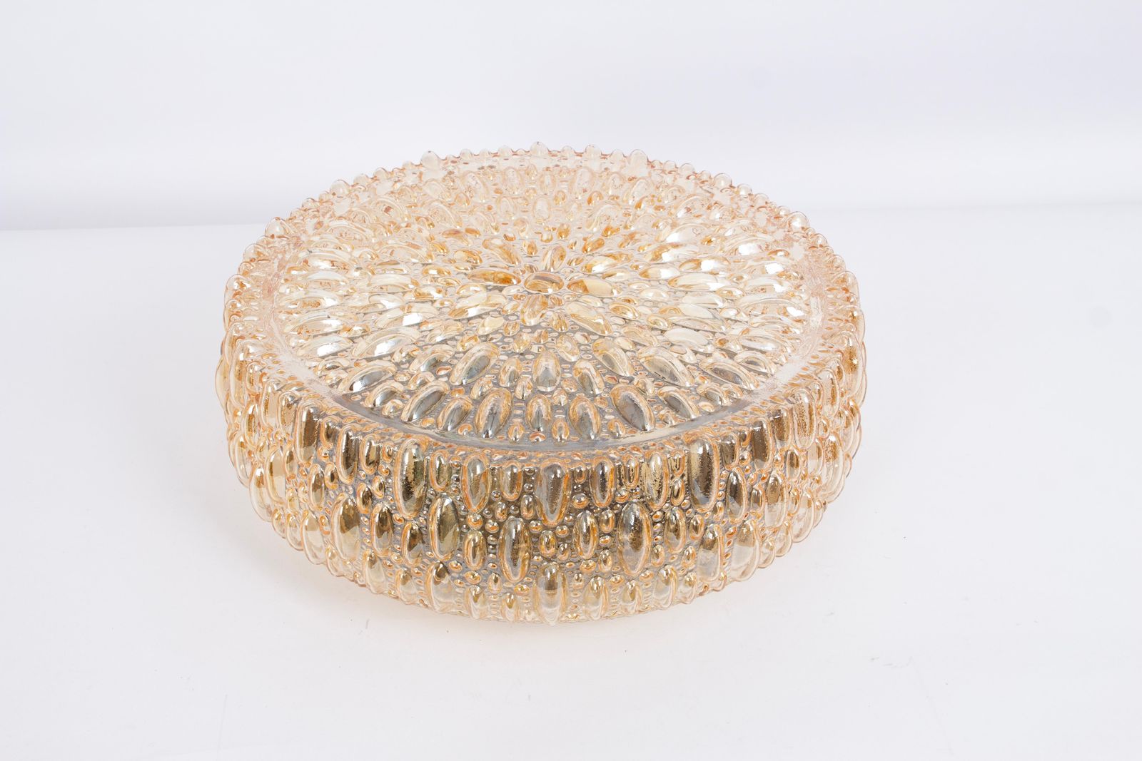 1 Of 6 Large Round Textured Glass Flushmount By Limburg, Germany, 1970s photo 774.0