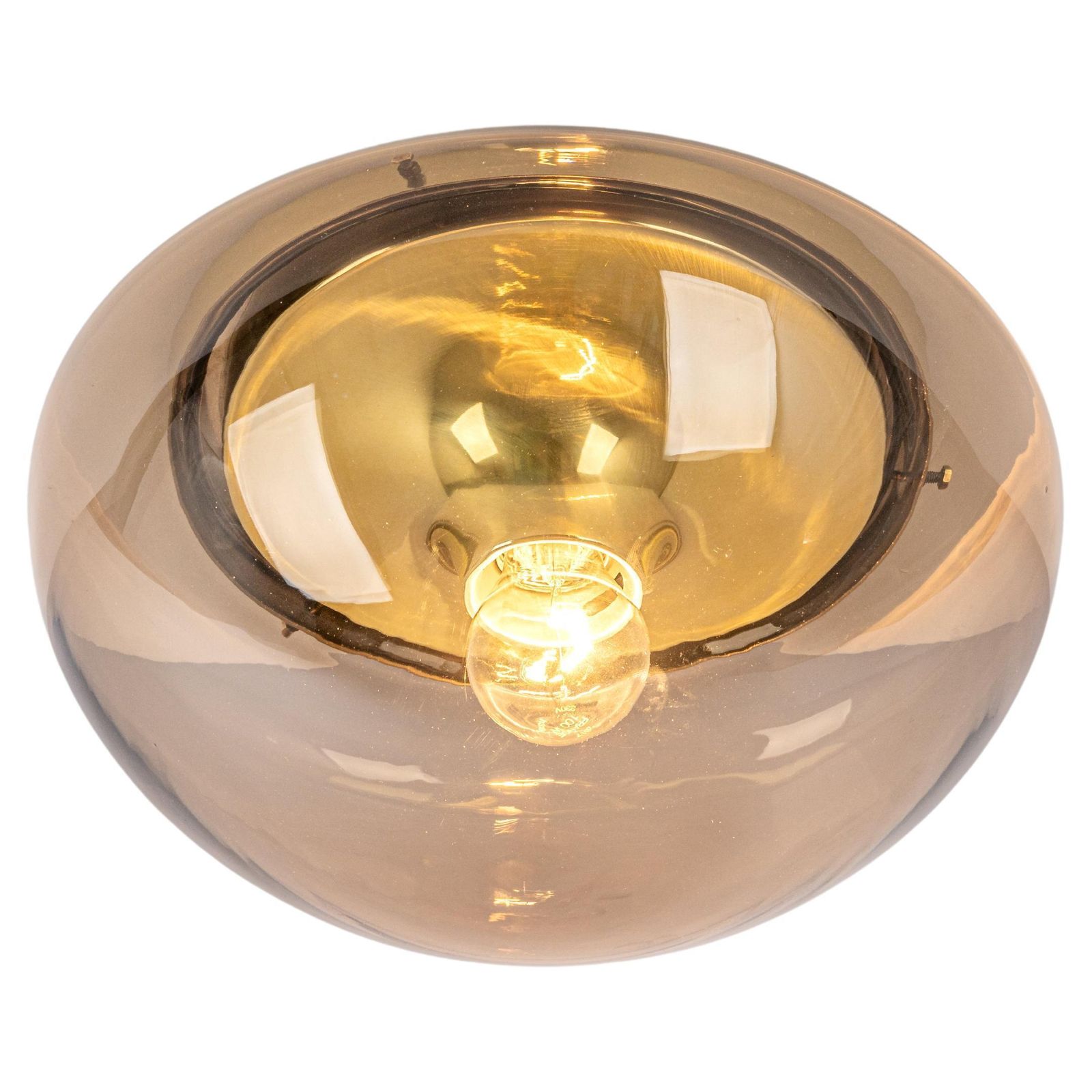 1 Of 2 Mid Century Flushmount Smoked Glass By Limburg, Germany, 1970s photo furniture