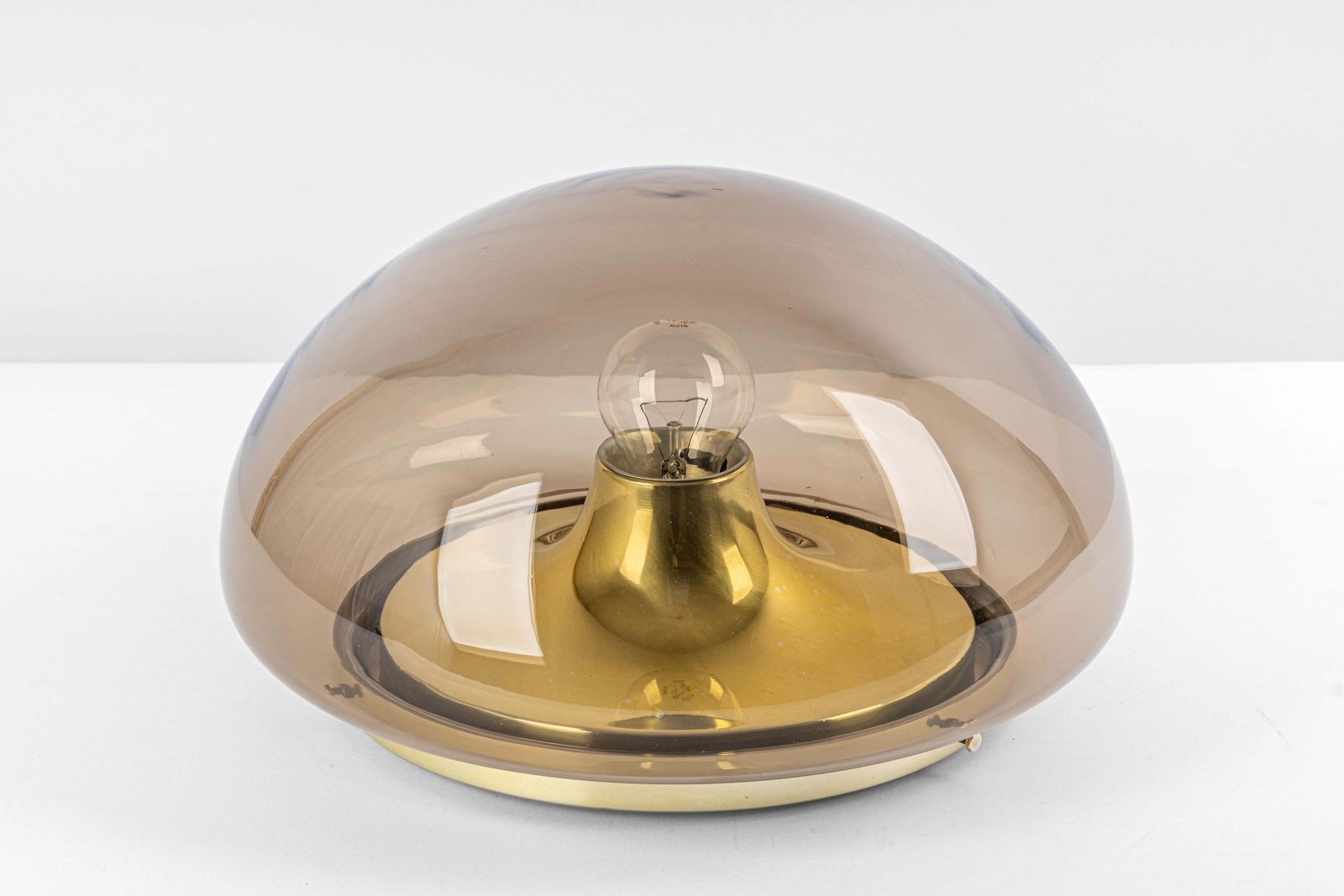 1 Of 2 Mid Century Flushmount Smoked Glass By Limburg, Germany, 1970s photo Lighting