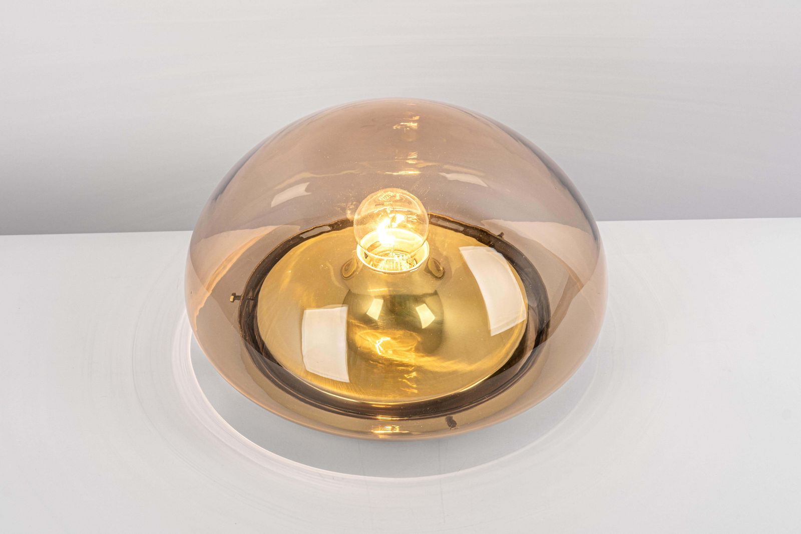 photo furniture 1 Of 2 Mid Century Flushmount Smoked Glass By Limburg, Germany, 1970s