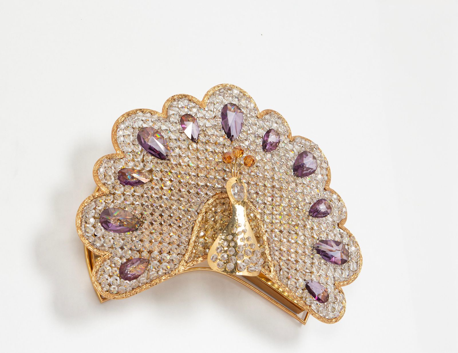 1 Of 2 Petite Rare Peacock Crystal Sconce By Palwa, Germany, 1960s photo for sale