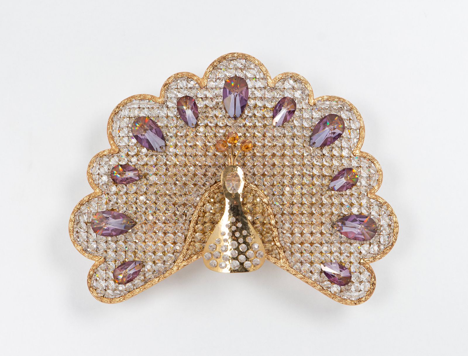 1 Of 2 Petite Rare Peacock Crystal Sconce By Palwa, Germany, 1960s photo vintage