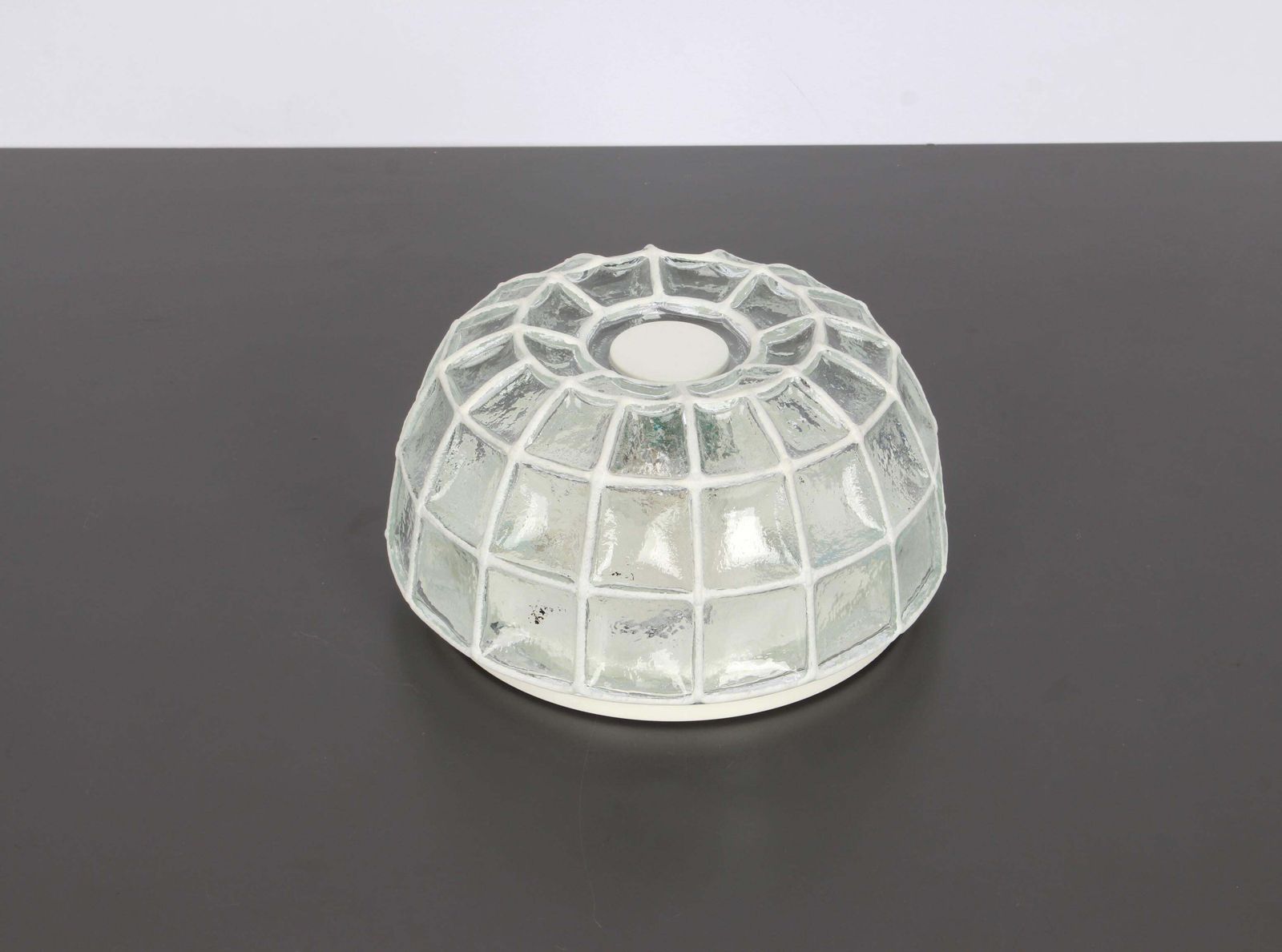 1 Of 5 White Iron And Clear Glass Ceiling Lights By Limburg, Germany, 1960s photo vintage