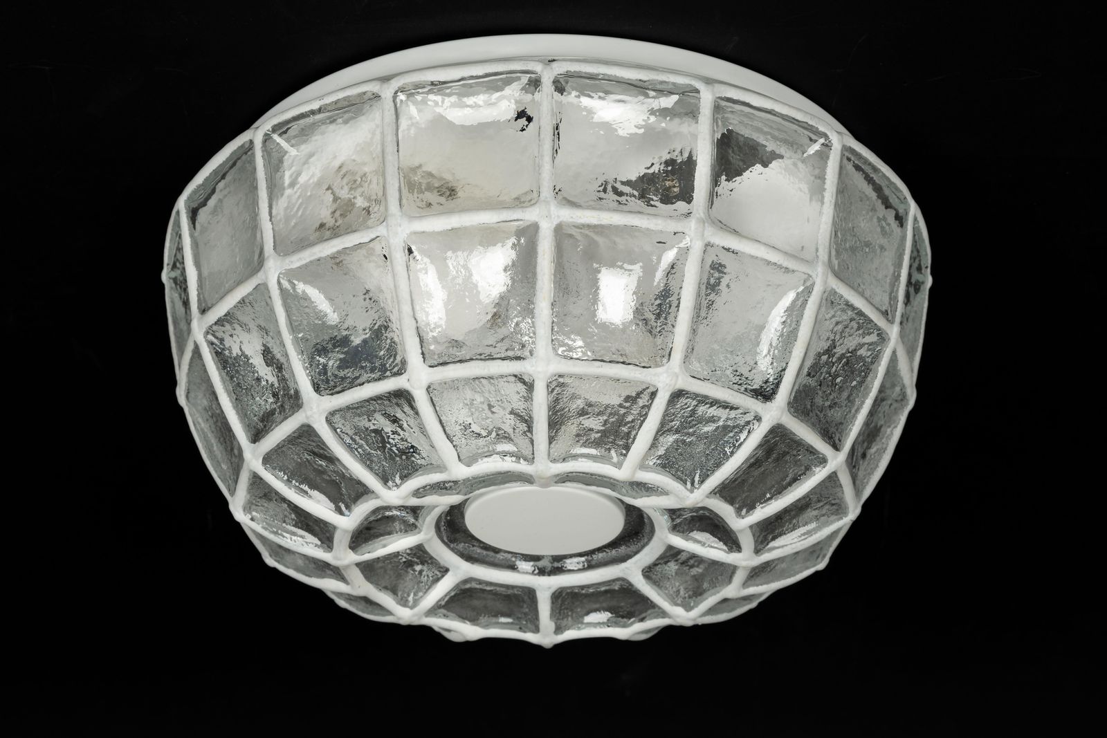 photo furniture 1 Of 5 White Iron And Clear Glass Ceiling Lights By Limburg, Germany, 1960s