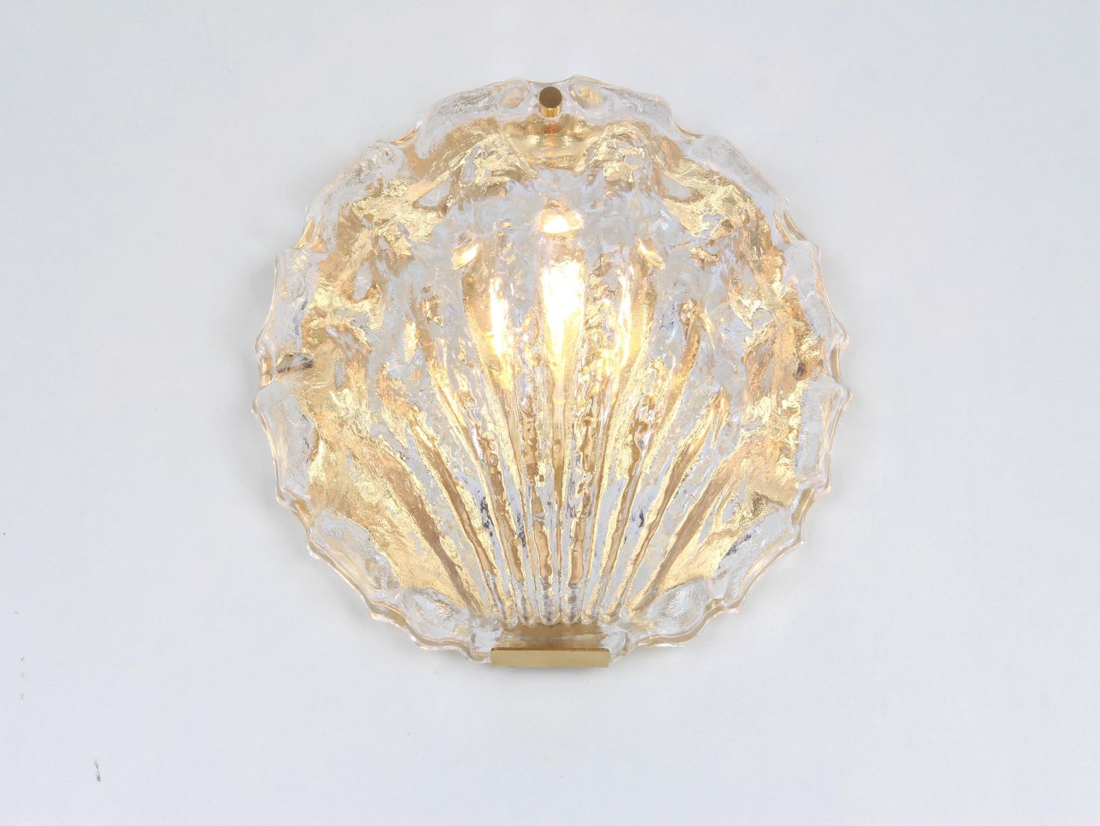 Pair Of Murano Shell Glass Wall Light Sconce By Limburg, Germany, 1970s photo Lighting