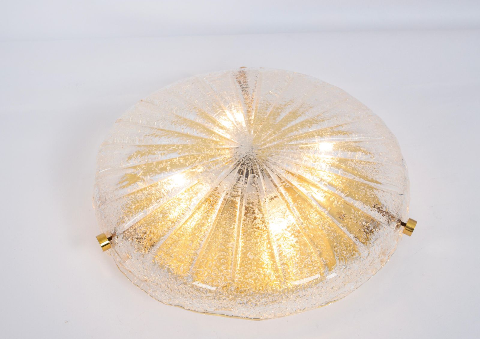 1 Of 3 Round Murano Amber Sunburst Flushmount By Hillebrand, Germany, 1970 photo vinterior