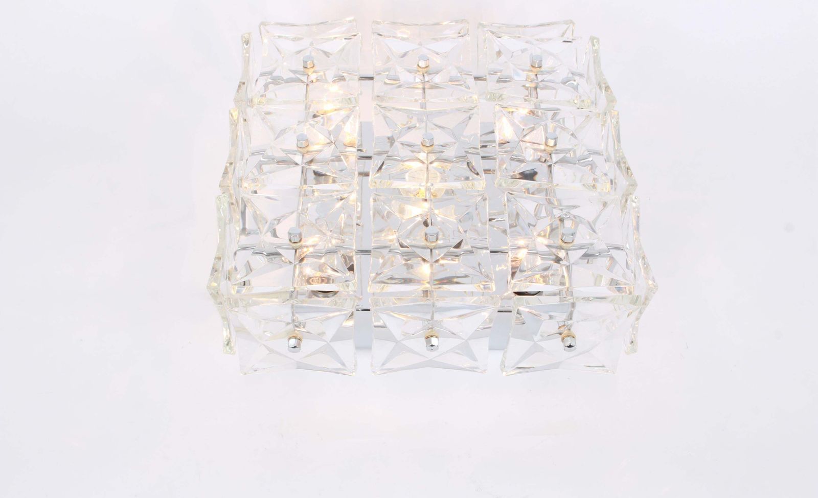 1 Of 2 Flushmount Faceted Crystal Light Fixture By Kinkeldey, Germany photo for sale