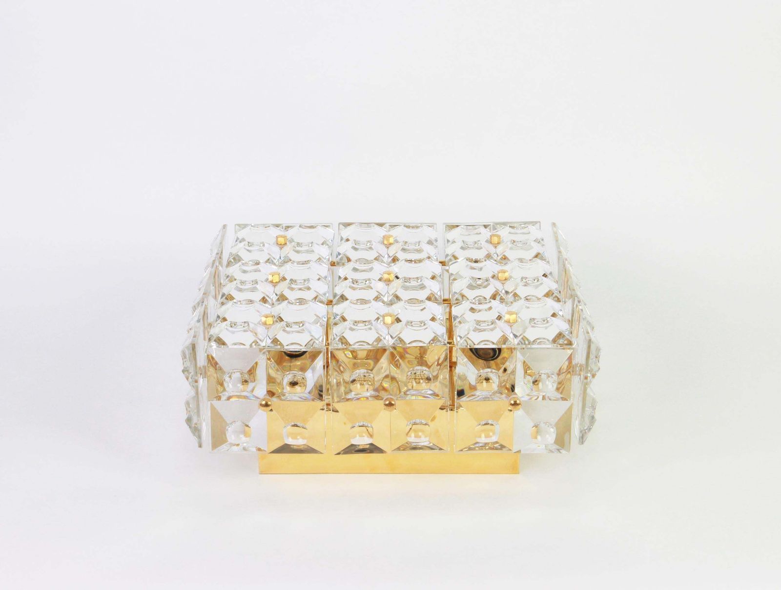 1 Of 10 Large Flush Mount Faceted Crystal Light Fixture By Kinkeldey, Germany photo for sale