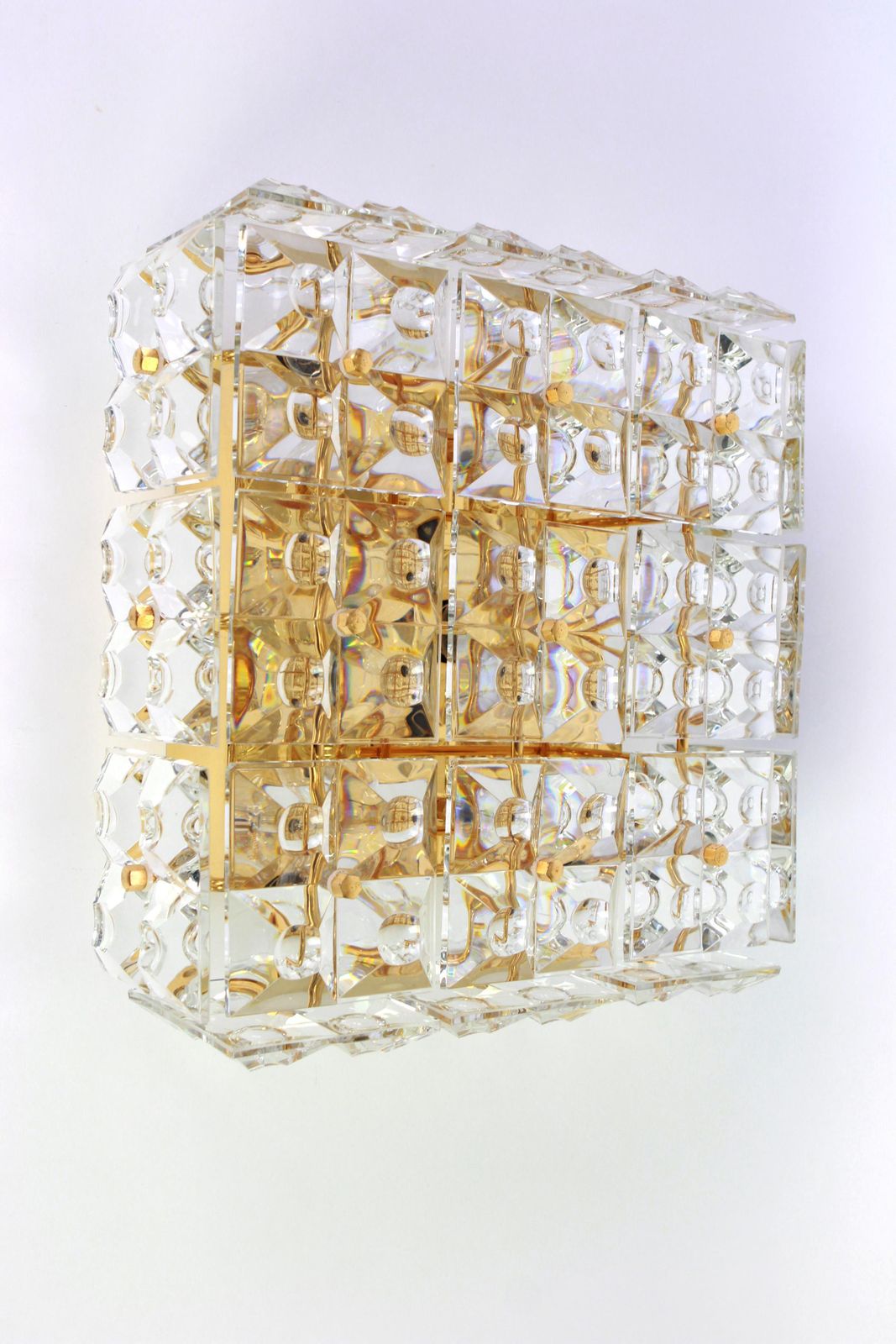 1 Of 10 Large Flush Mount Faceted Crystal Light Fixture By Kinkeldey, Germany photo vintage