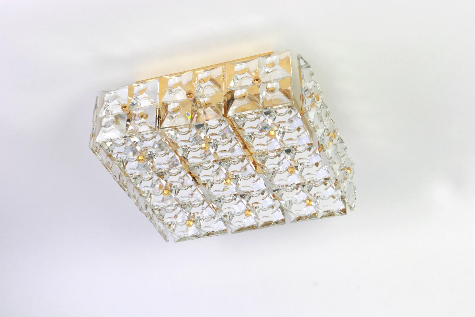 1 Of 10 Large Flush Mount Faceted Crystal Light Fixture By Kinkeldey, Germany photo furniture