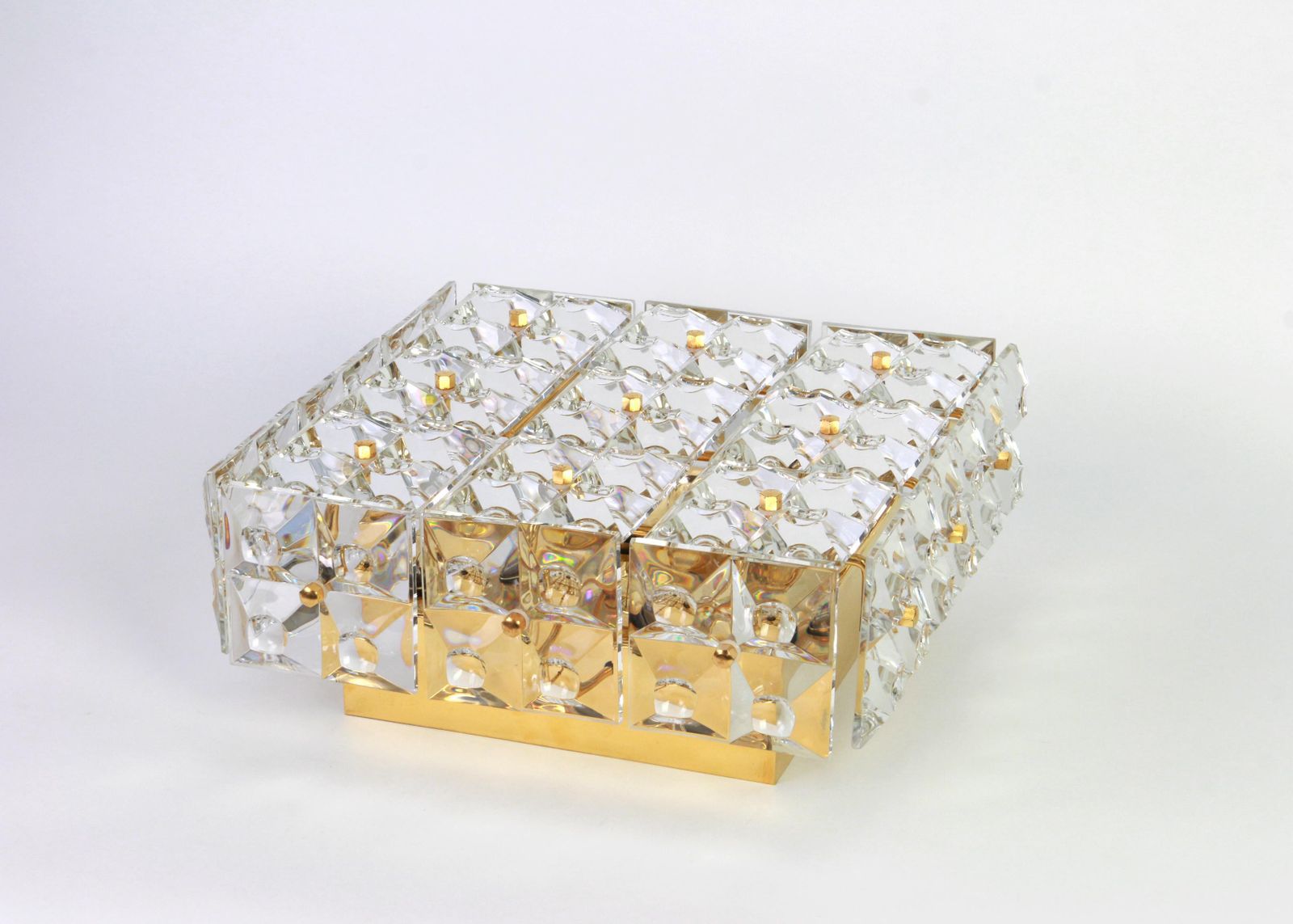 1 Of 10 Large Flush Mount Faceted Crystal Light Fixture By Kinkeldey, Germany photo vinterior