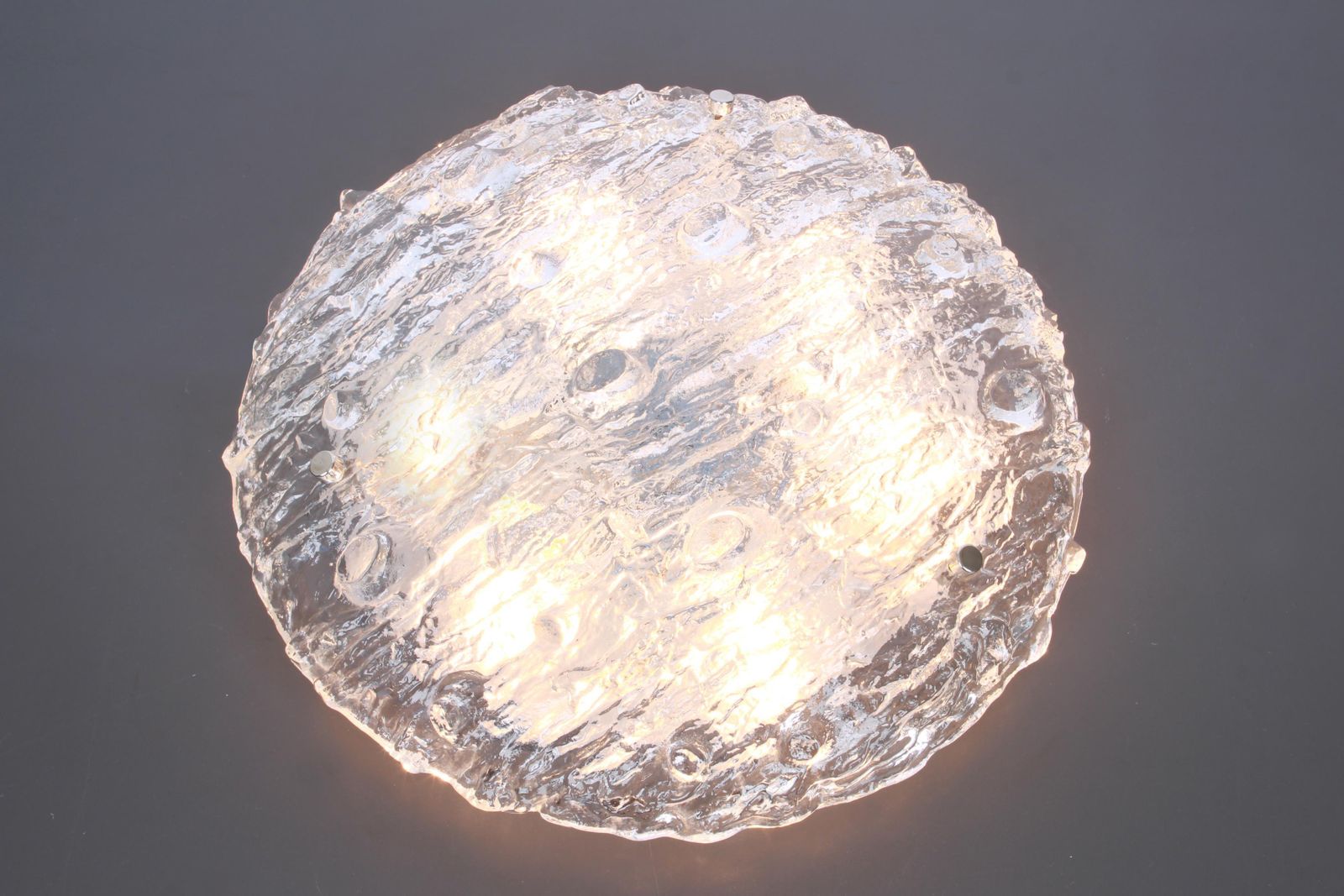 1 Of 2 Round Murano Flush Mount Light , Kaiser, Germany, 1970s photo vintage