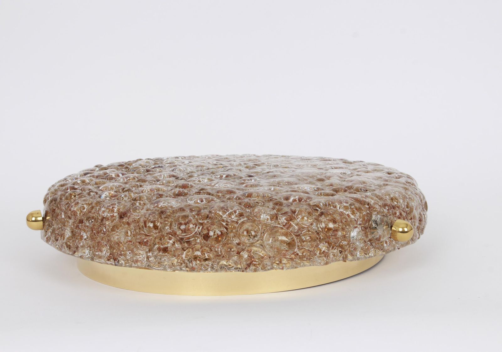 1 'Of 2' Big Round Murano Amber Flushmount By Hillebrand, Germany, 1970s photo vinterior