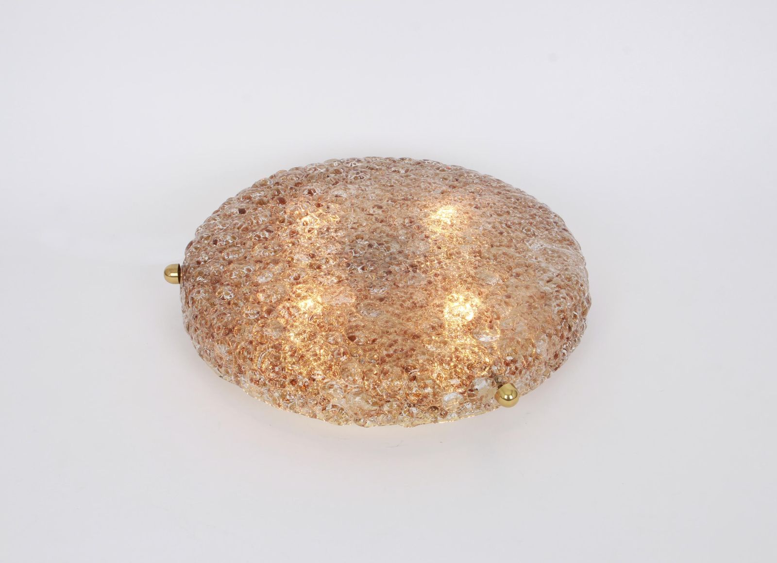 1 'Of 2' Big Round Murano Amber Flushmount By Hillebrand, Germany, 1970s photo vintage