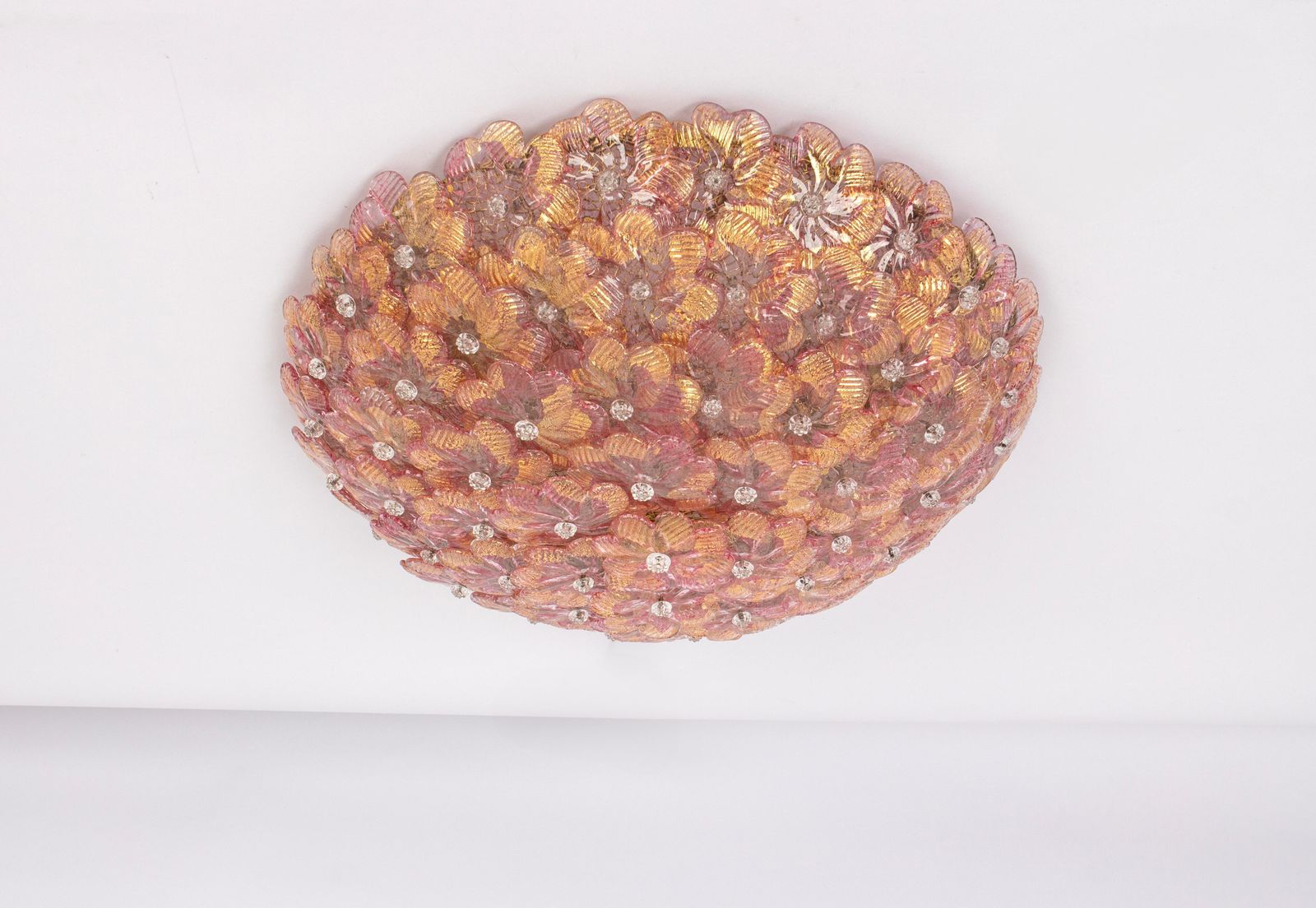 1 Of 2 Midcentury Murano Glass Ceiling Fixture By Barovier & Toso, Italy, 1960s photo furniture